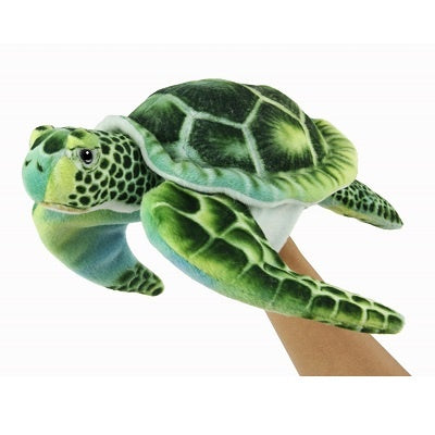 Hansa Green Turtle Hand Puppet - Soft Plush Stuffed Animal Toy for Kids, Storytelling & Imaginative Play - Perfect for Classroom, Playtime & Gift Giving