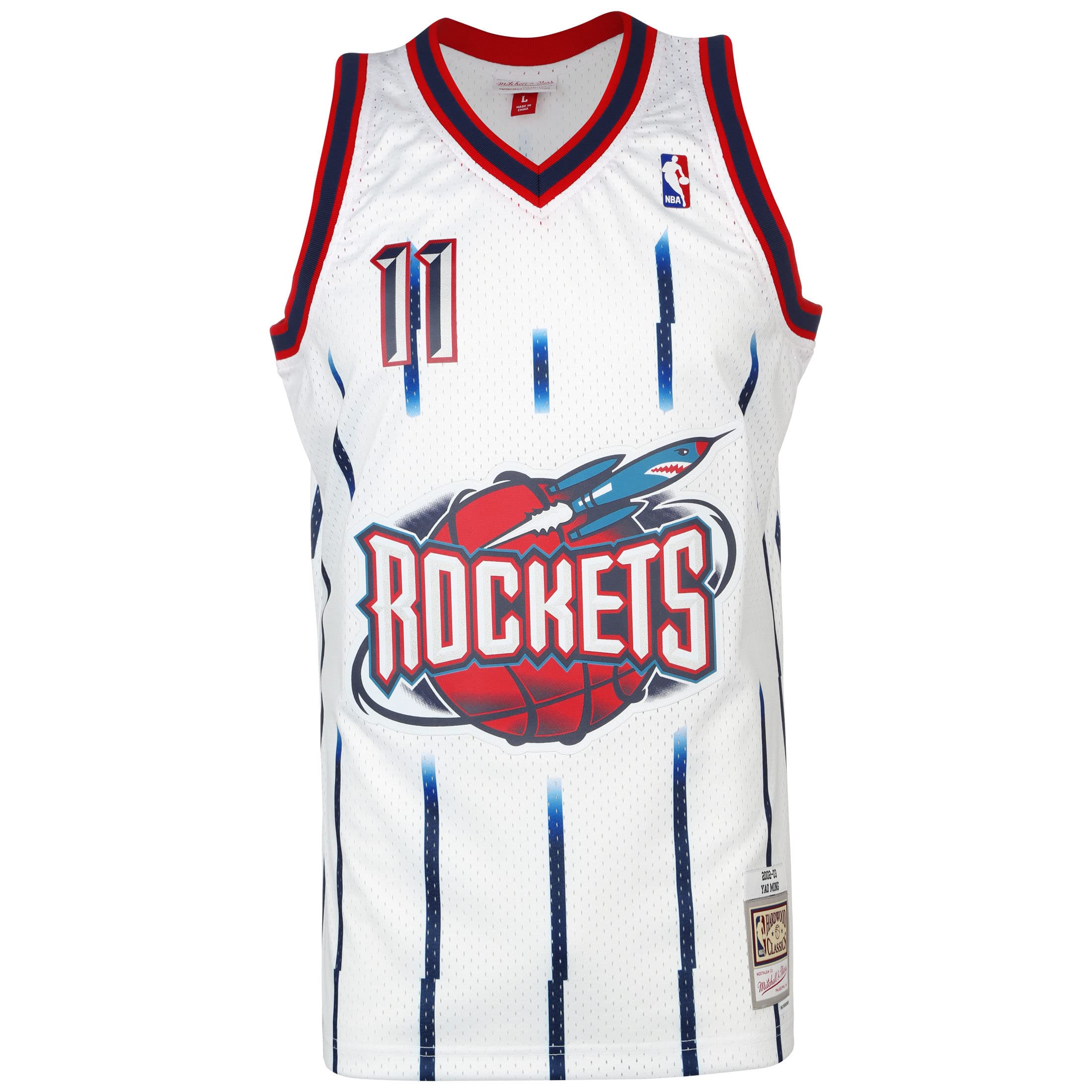 Mitchell & Ness Yao Ming Houston Rockets 2002-03 Authentic NBA Swingman Jersey for Men - White Basketball Jersey for Fans, Games & Collectibles