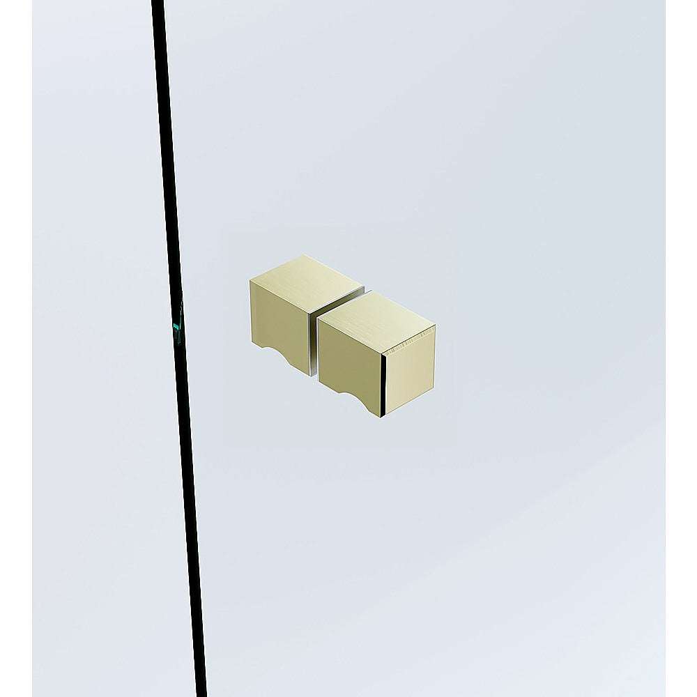Frameless Shower Screen 100cm Wall to Wall with Gold Brackets & Stainless Steel Hinges, Square Knob Handle - Modern Bathroom Glass Enclosure for Walk-in Showers and Wet Rooms