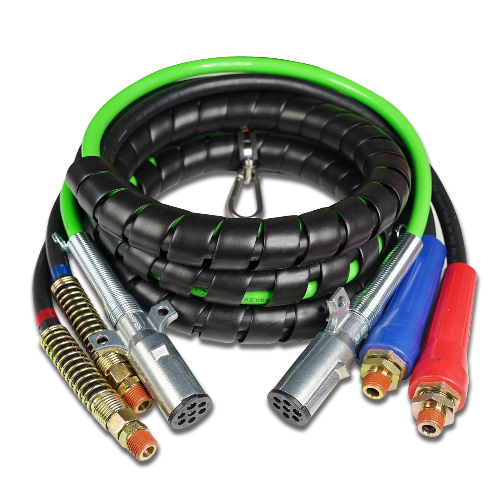 ANLULOAD 15ft 3-in-1 ABS Air Brake Lines Kit - 7 Way Air Power Line Hose Assemblies for Semi Trucks, Trailers & Tractors | Heavy-Duty Replacement for Reliable Braking Performance