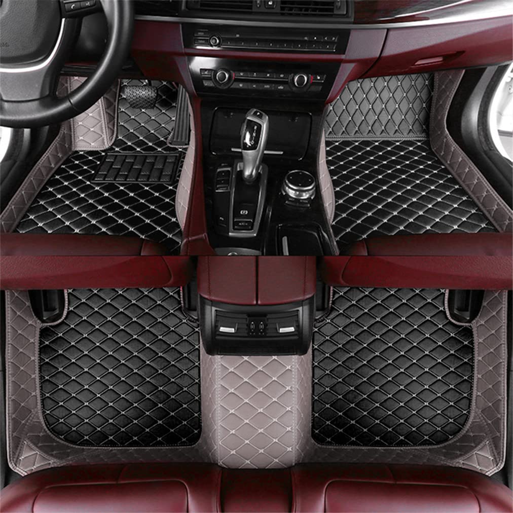 Premium Leather Luxury Car Floor Mats for Audi RS6 2019-2022 - All Weather Protection, Non-Slip, Custom Fit Floor Liners (Gray & Black) - Perfect for Daily Commuting, Road Trips & Winter Protection