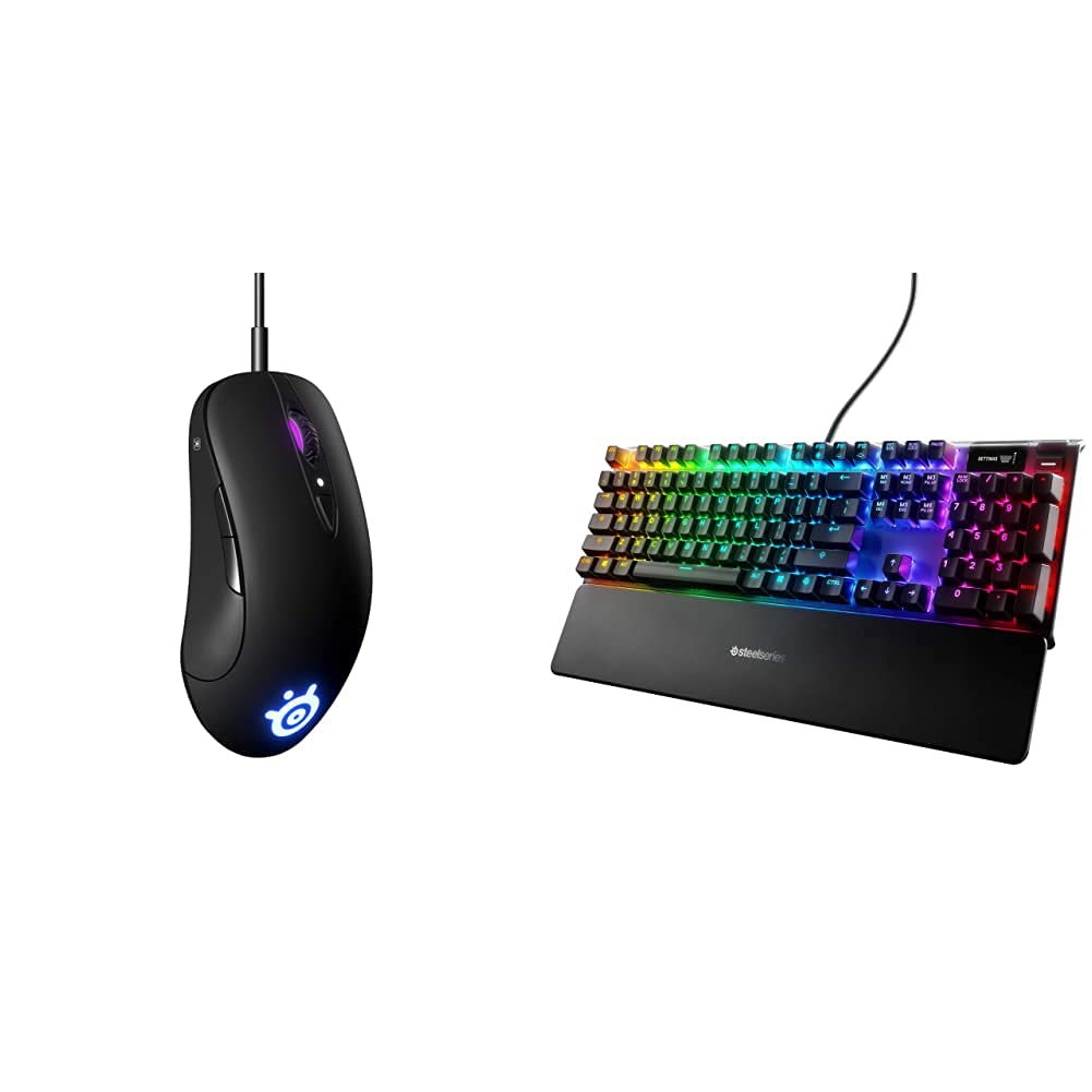 SteelSeries Sensei Ten Gaming Mouse - 18,000 CPI TrueMove Pro Optical Sensor - Ambidextrous Design - 8 Programmable Buttons - 60M Click Mechanical Switches - Perfect for FPS, MOBA & Esports Gaming with Apex Pro Mechanical Gaming Keyboard