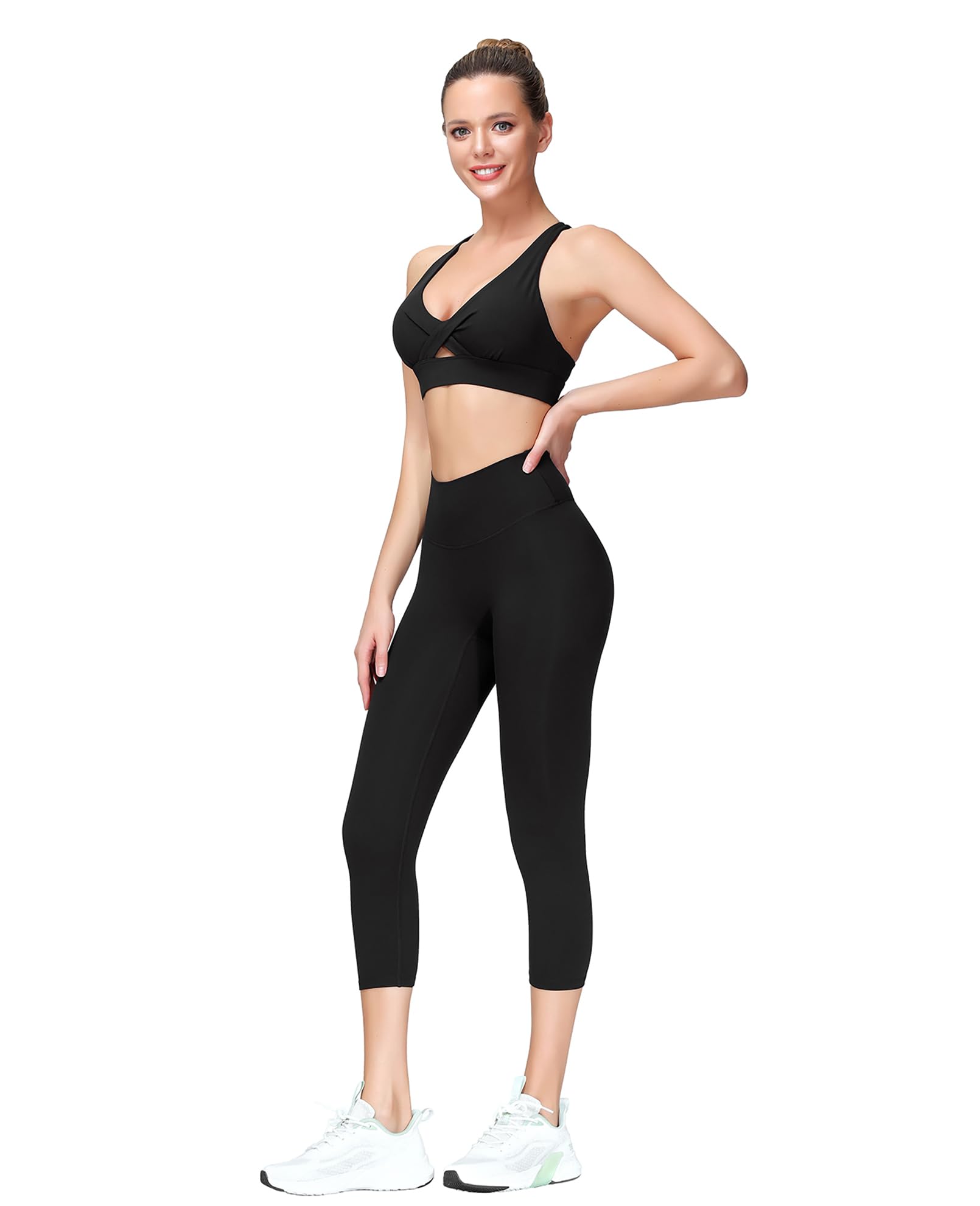 MotoRun Women's Racerback Sports Bra - Sexy Cross Front Design with Removable Padding for Running, Yoga & Gym Workouts - Perfect for High-Impact Exercise & Active Lifestyle