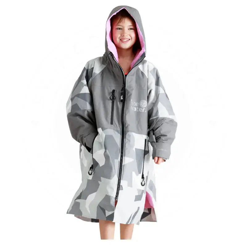 Kids Waterproof Swimming Robe - Camo Pink Unisex Quick-Dry Hard Shell Pool Cover Up for Boys & Girls | Beach, Poolside & After-Swim Wear