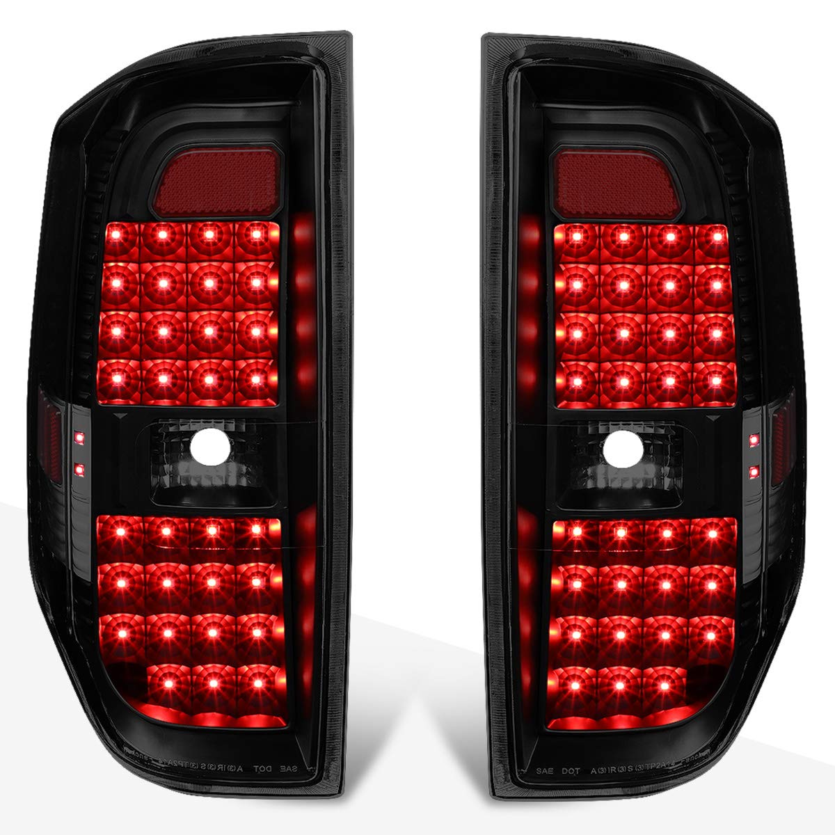 PM PERFORMOTOR Full LED Tail Lights Brake Lamps Assembly for 2014-2018 Toyota Tundra - Black Housing & Smoked Lens - Enhanced Visibility & Style for Night Driving & Off-Road Adventures