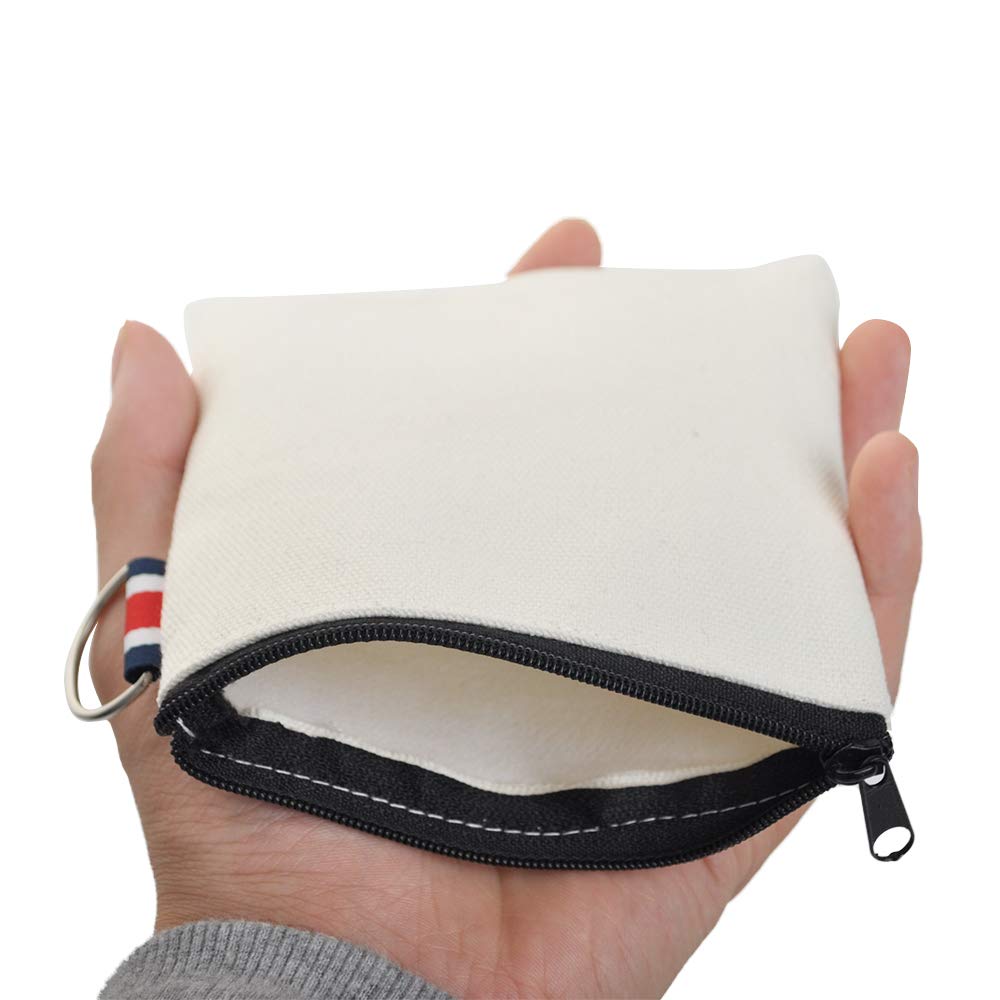 12 Pack Small Coin Purse with Ring - 4.25 x 4.25 Inch Natural Fabric Makeup Pouches & Money Bags for Women | Perfect for Organizing Coins, Jewelry, Travel Essentials and Daily Use