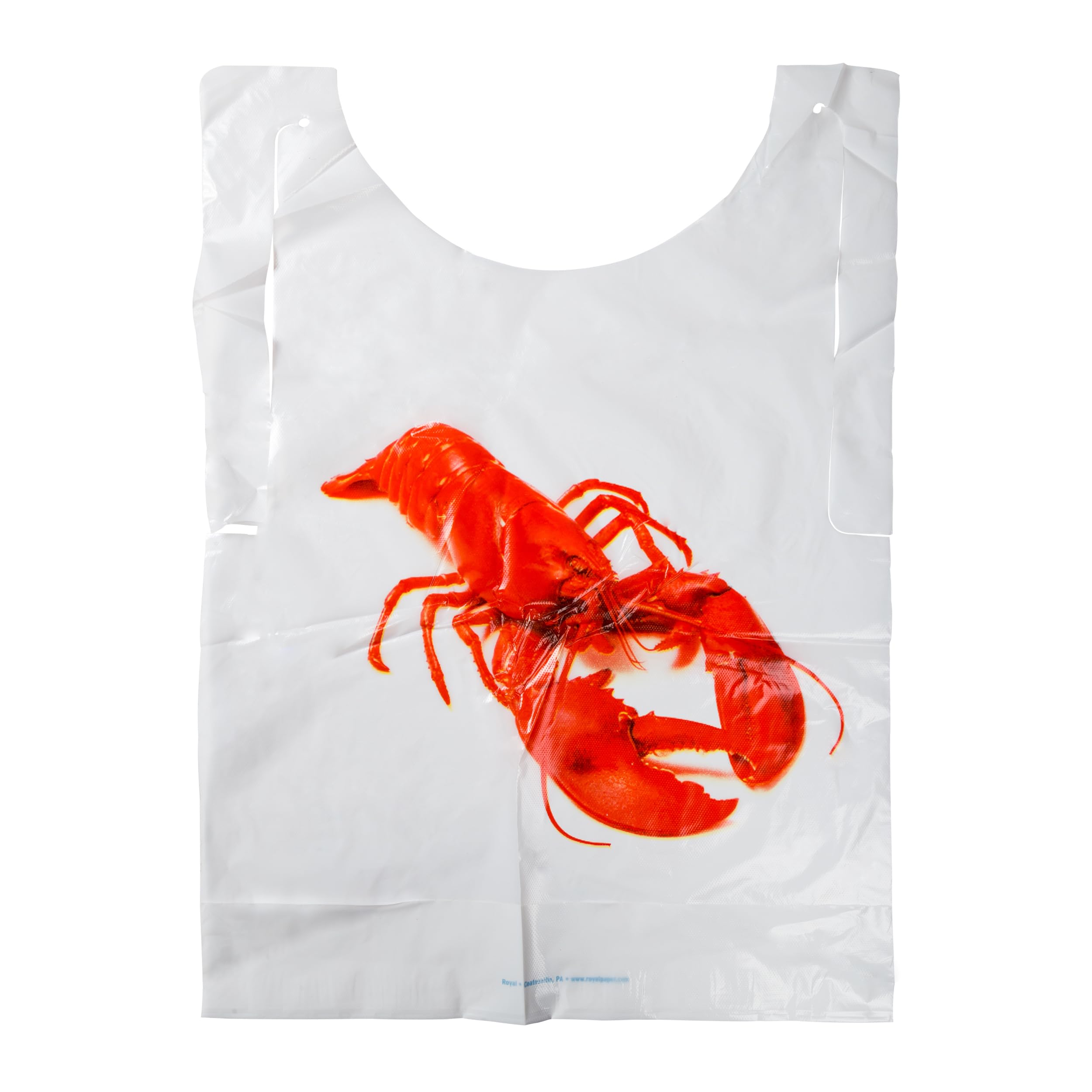 Royal Adult Poly Bibs with Lobster Design - Waterproof & Durable Dining Bibs for Adults (Case of 2,500) - Perfect for Restaurants, Nursing Homes, and Special Needs Care