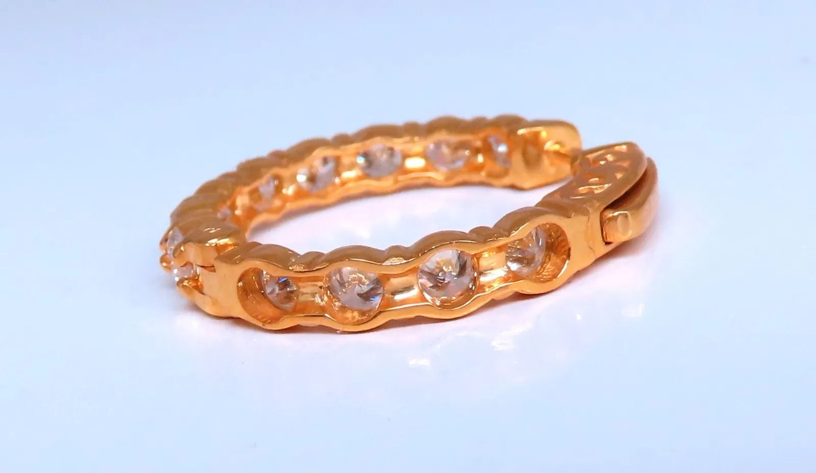 2.61ct Natural Round Diamond Hoop Earrings 14K Gold 23mm Button & Share Prong Setting - Perfect for Weddings, Parties & Special Occasions
