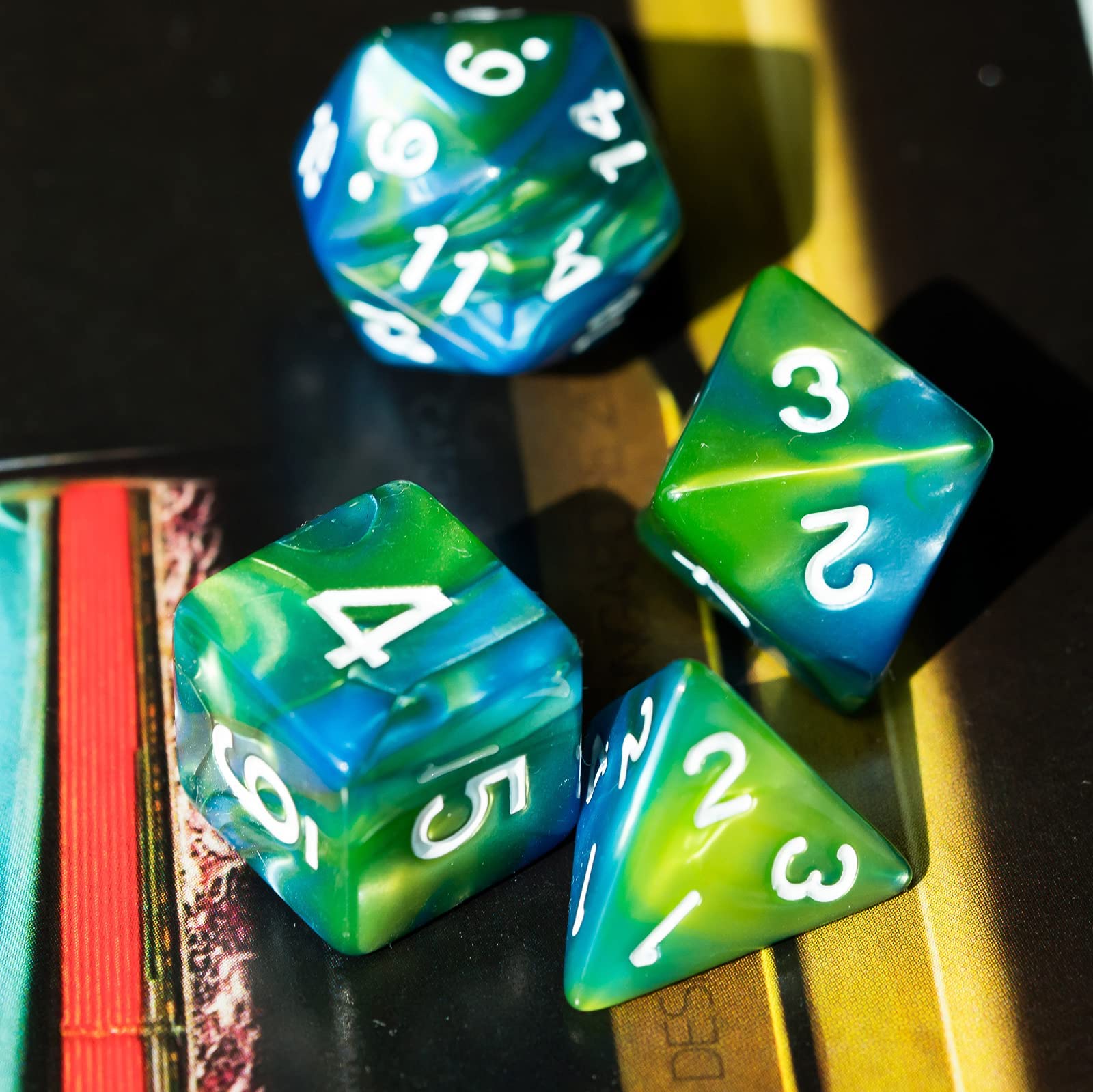 Premium 5 Sets DND Dice Polyhedral Dice Set (35pcs) with Leather Pouch - Vibrant Double-Color RPG Dice for Dungeons & Dragons, Pathfinder, MTG & Tabletop Gaming - Perfect for Campaigns, Gift Giving & Game Nights