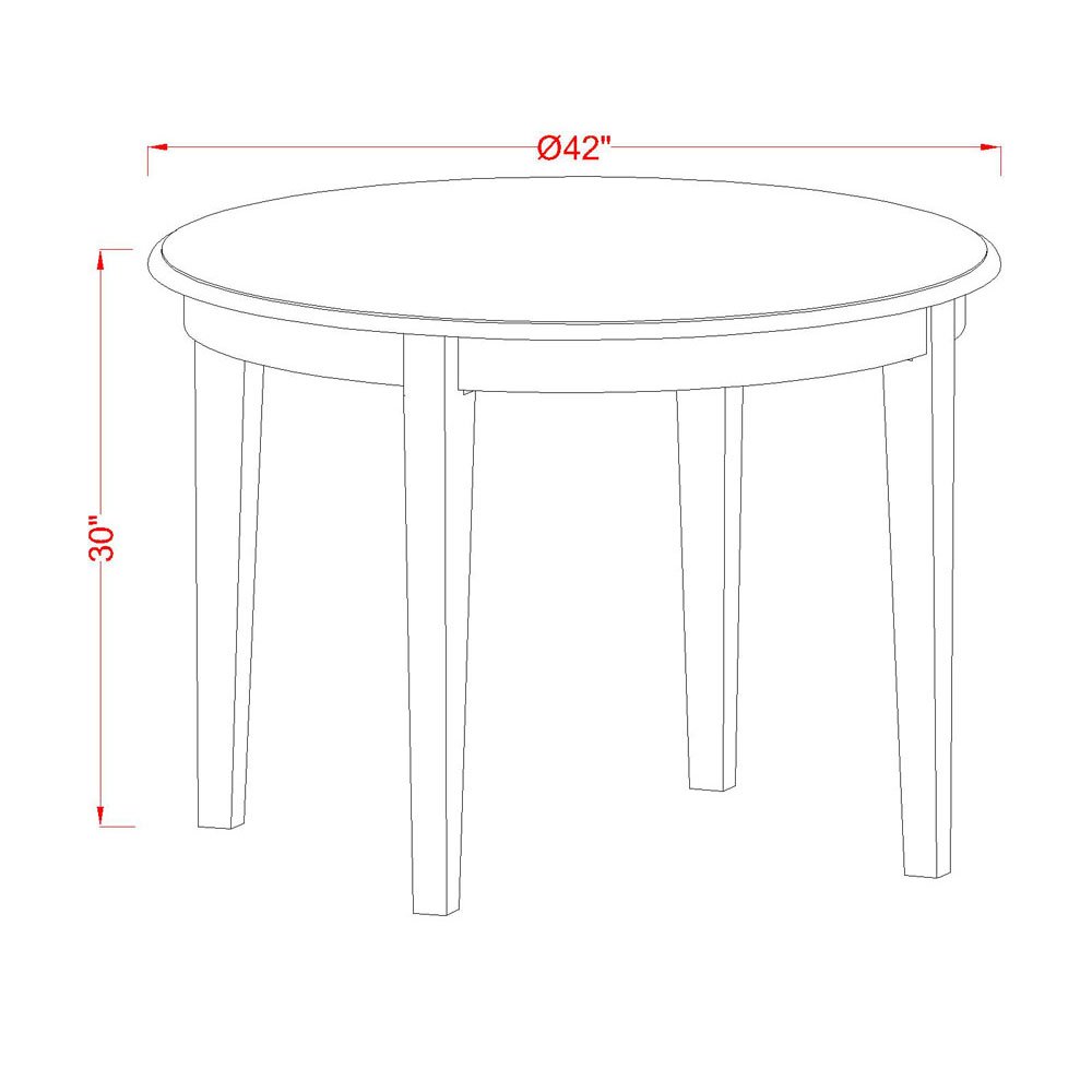 East West Furniture BOWE3-WHI-W 3-Piece Round Dining Table Set with 2 Chairs for Small Spaces - 42x42 Inch Compact Kitchen Table in Linen White - Perfect for Apartments, Breakfast Nooks & Cozy Dining Areas
