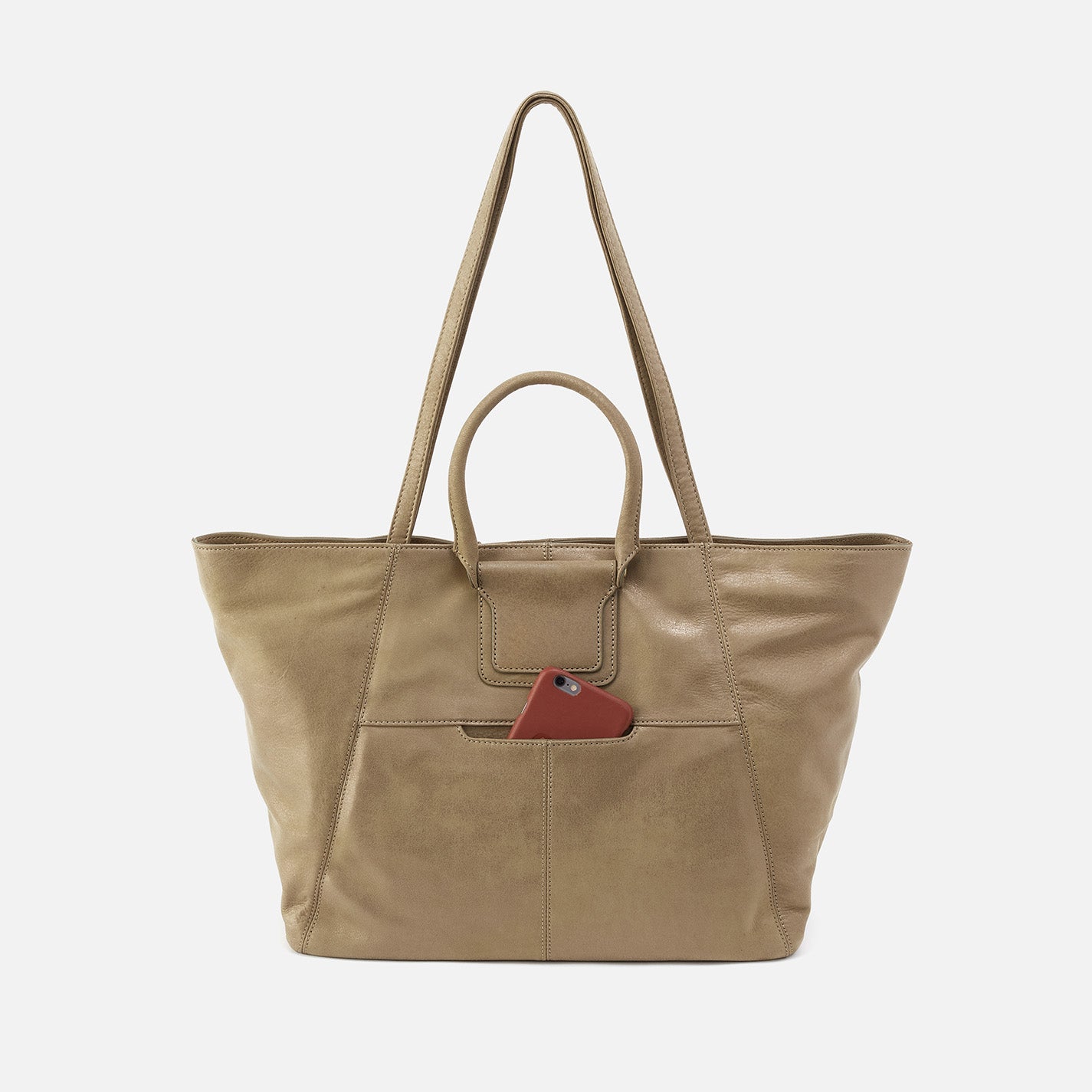 Sheila East West Tote Bag in Metallic Leather - Burnished Sage Green | Stylish Women's Handbag for Work, Travel & Everyday Use