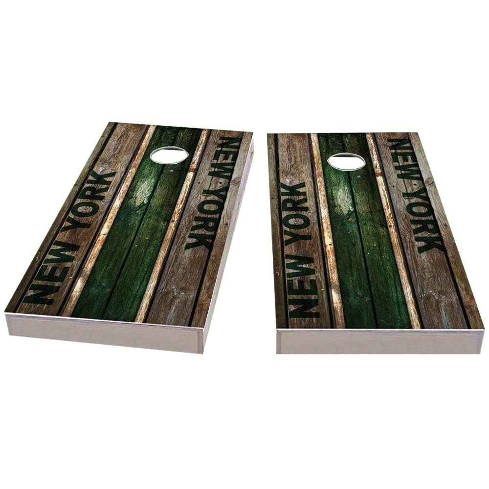 Premium New York #2 City Cornhole Boards Set - 2 Wooden Boards & 8 Bean Bags for Outdoor Games, Tailgating, Backyard Parties, and Family Fun