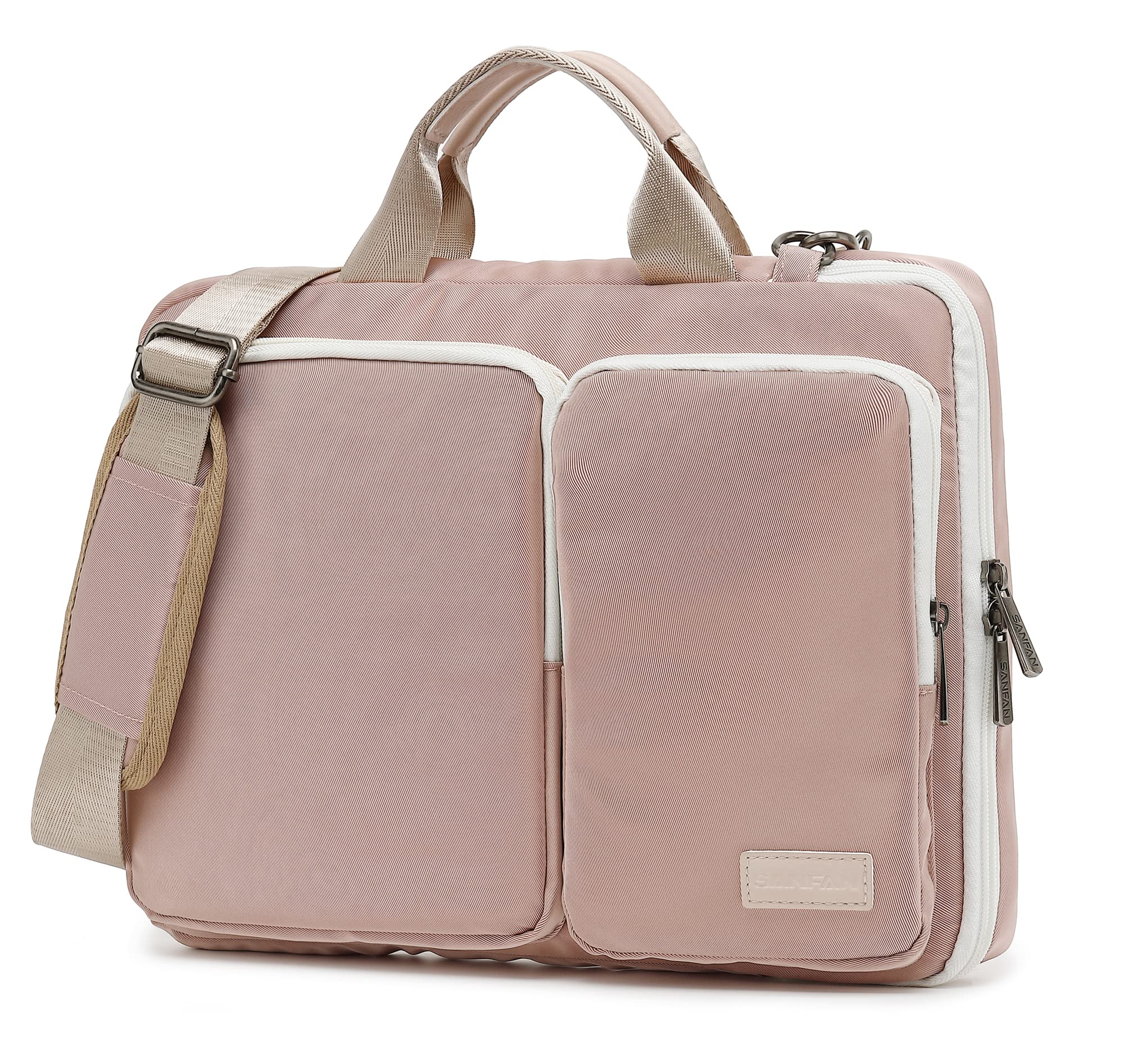 SANFAN 360° Protective Laptop Shoulder Bag Sleeve Case for MacBook Pro 14 inch & 14 inch Laptops - Lightweight Water-Resistant Computer Carrying Case (Pink) - Perfect for Work, Travel & School Commute