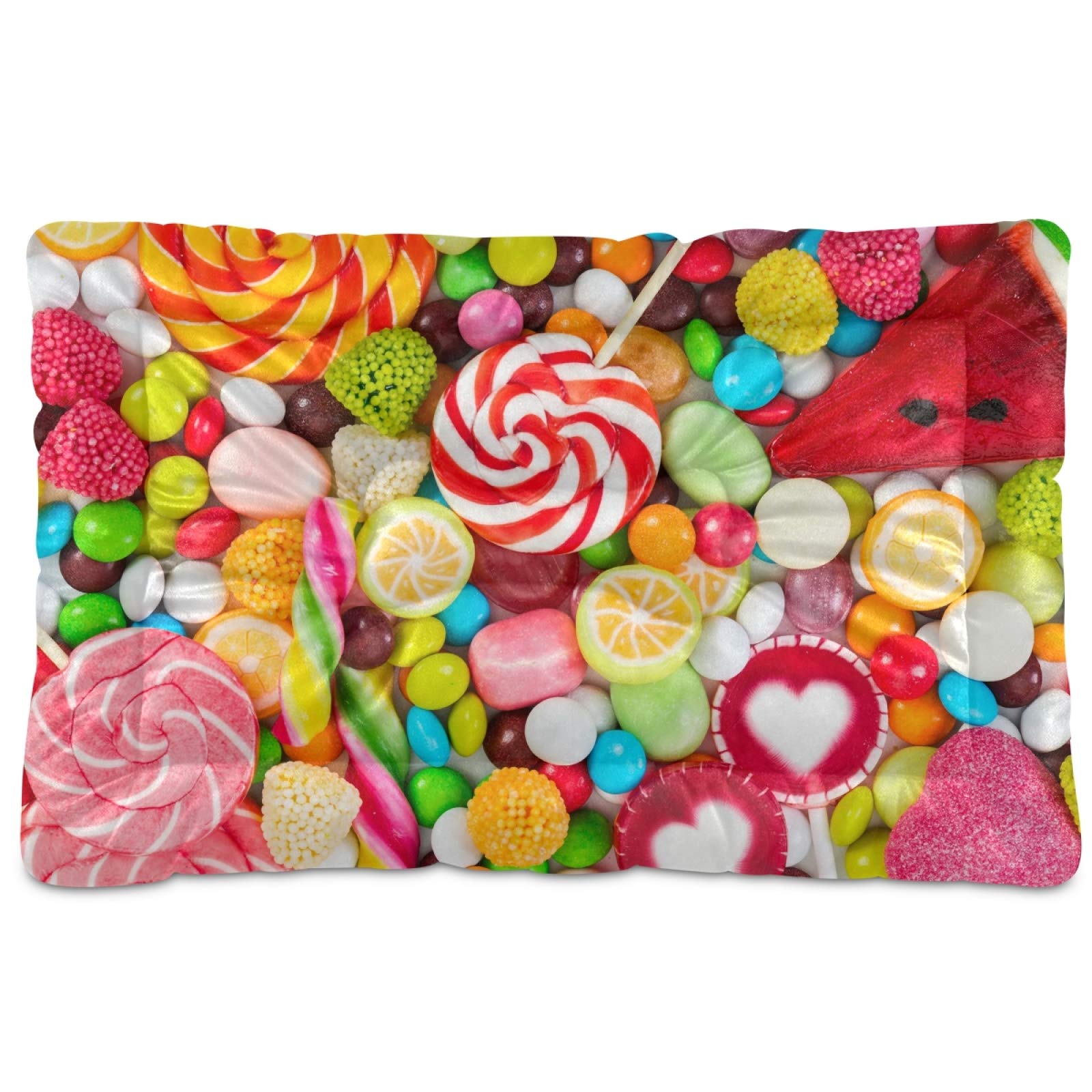 Colorful Candy Dog Bed Mat - Soft Anti-Slip Pet Mattress for Large Dogs & Cats - Perfect for Crates & Home Use