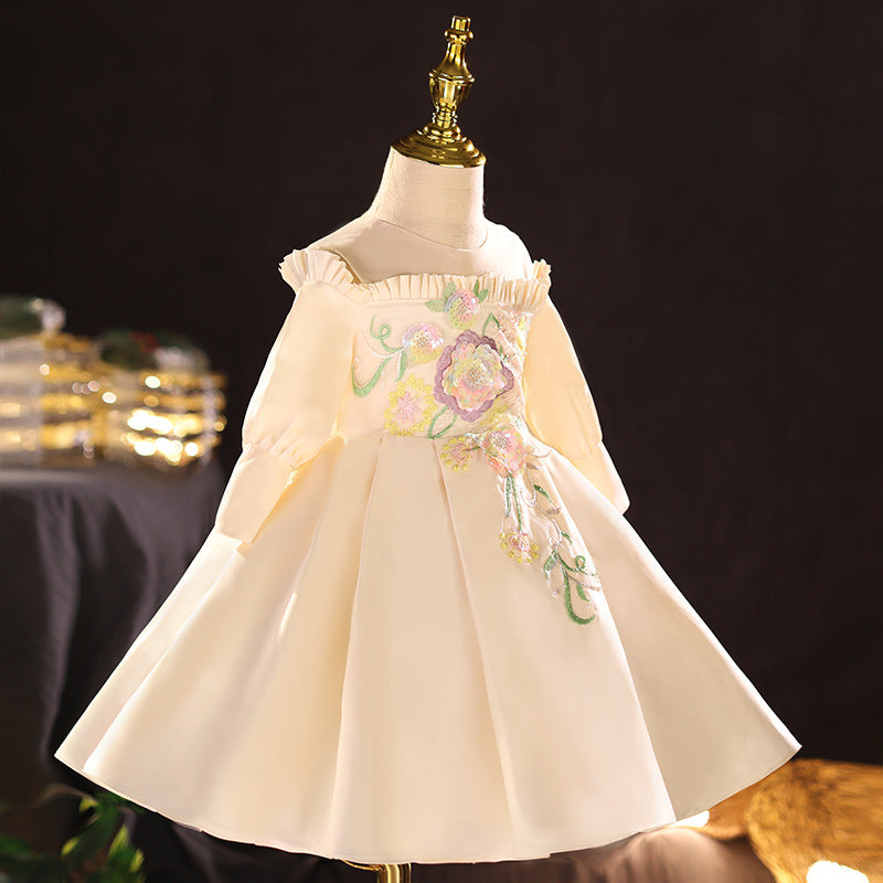Baby Girl Toddler Prom Dress - Embroidered Puffy Baptism Gown for Birthday Party & Special Occasions | Perfect for Christening, First Communion & Formal Events
