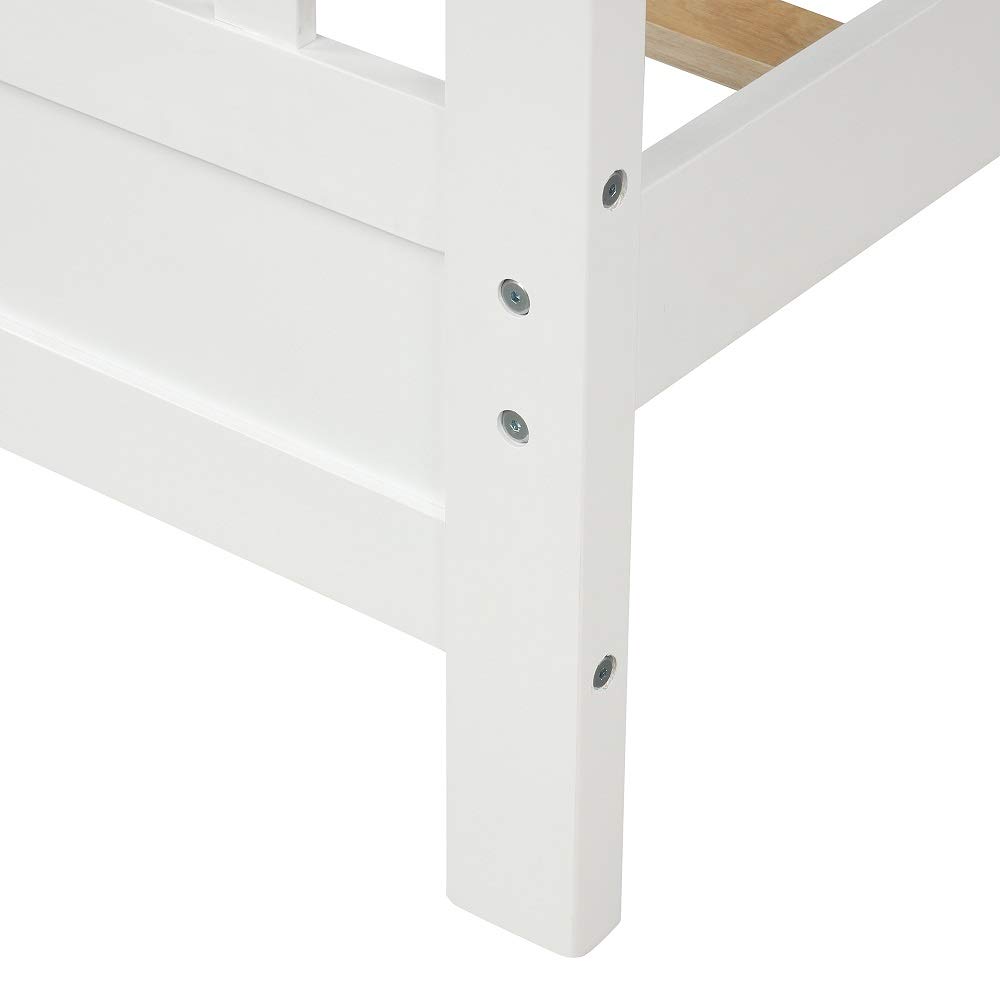 MERITLINE Full Size Bed Frame with Headboard - Solid Wood Platform Bed, No Box Spring Required - Perfect for Modern Bedrooms & Guest Rooms (White, Full)