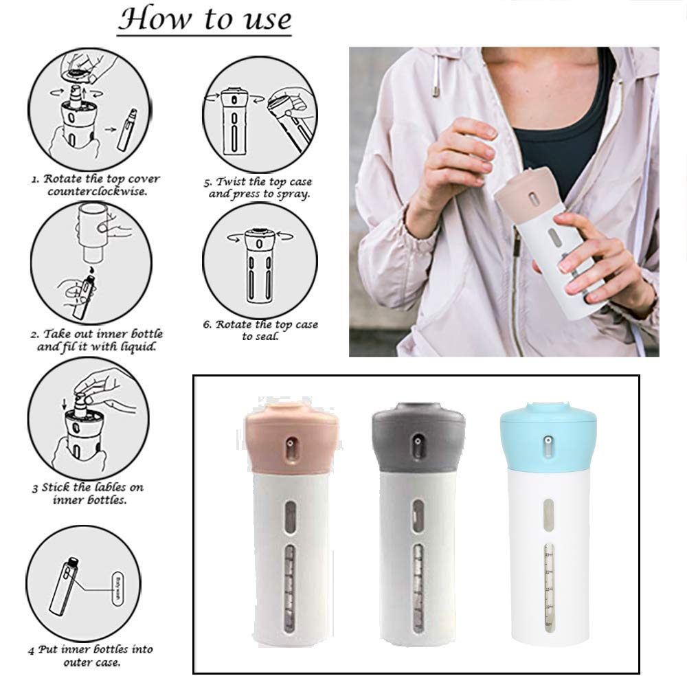 MAPPERZ 4-in-1 Leak-Proof Travel Dispenser Bottle Set - Refillable Shampoo, Lotion, Gel & Sanitizer Containers for Toiletries, Body Wash & Cosmetics | Perfect for Air Travel, Gym, Camping & Daily Skincare Routine (Pack of 1)