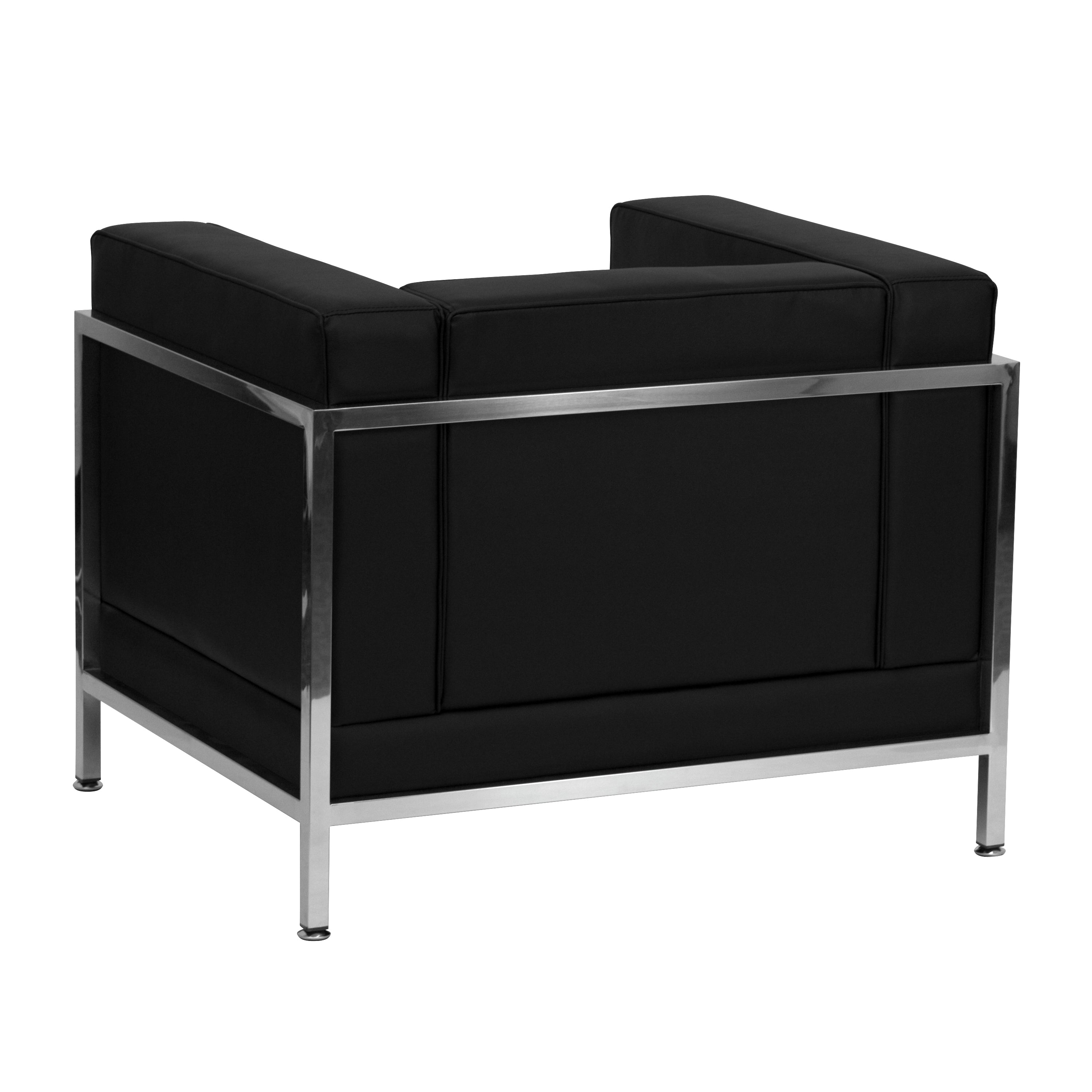 FLASH HERCULES Modern Black LeatherSoft Chair with Sturdy Frame - Contemporary Office & Living Room Seating for Home & Workspace