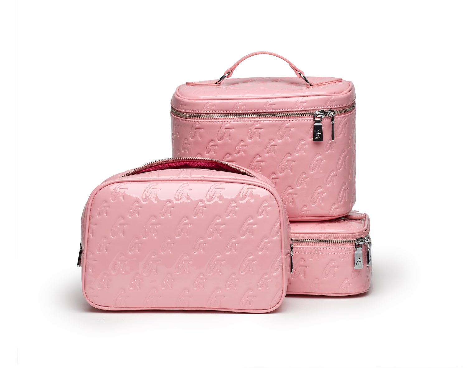 Large Monogram Toiletry Bag with Mirror - Pink | Travel Cosmetic Organizer for Women & Men | Perfect for Gym, Vacation, and Makeup Storage