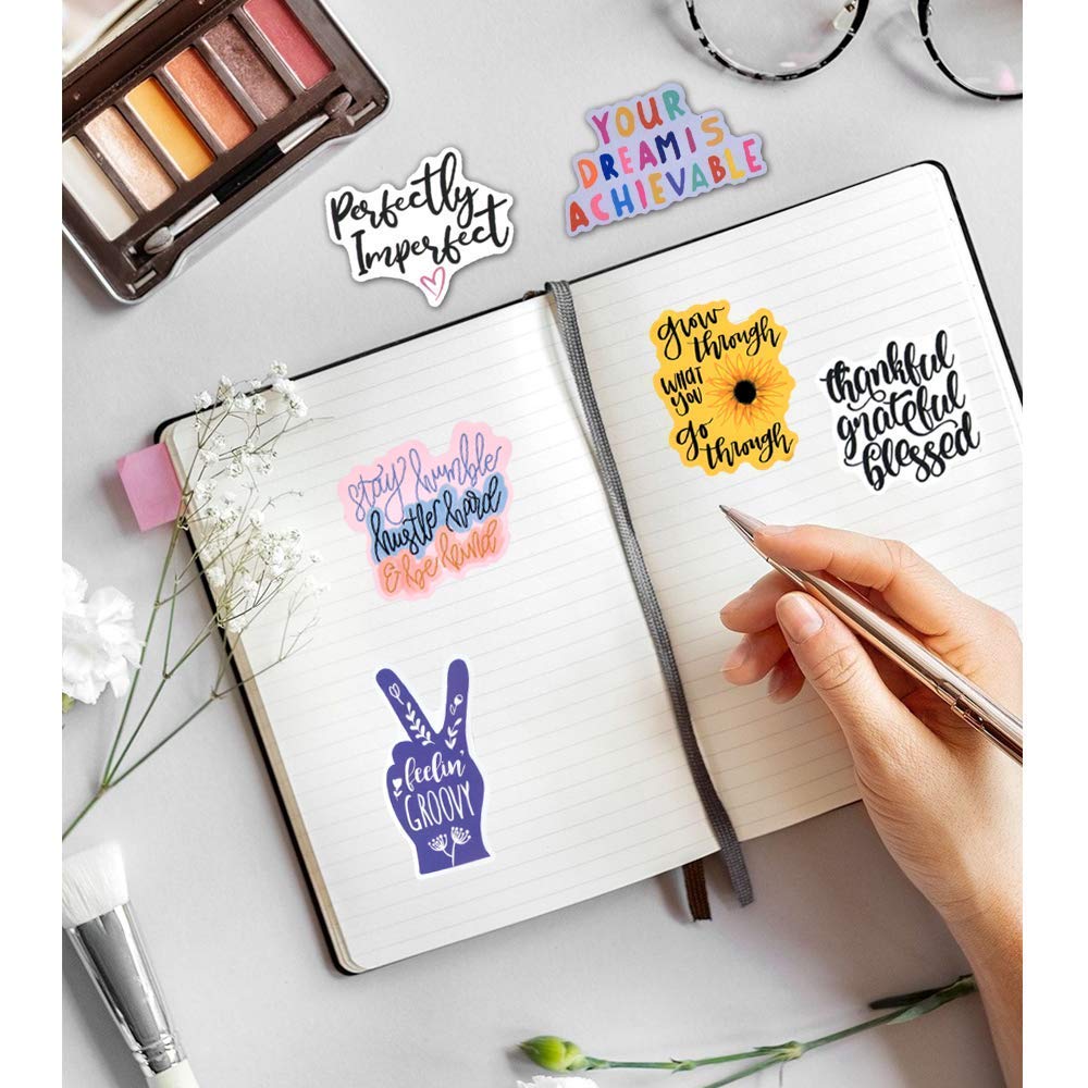 100 PCS Inspirational Quote Stickers - Motivational Stickers for Adults, Teens & Students - Positive Affirmation Stickers for Vision Board, Journaling, Scrapbooking, Water Bottles & Laptop Decoration - Perfect for Daily Inspiration & Self-Care