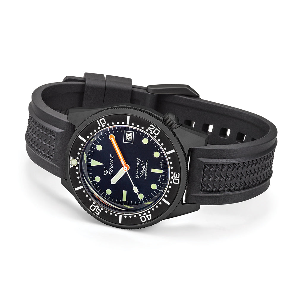 42mm Black PVD Watch with Durable Rubber Strap - Perfect for Outdoor Sports, Fitness & Casual Wear