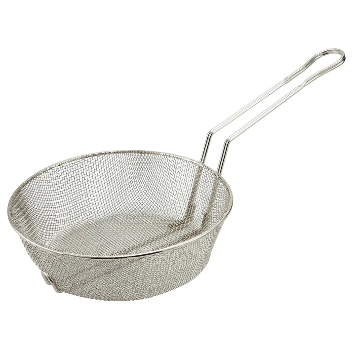 Winco 8-Inch Round Fine Mesh Strainer Basket - 3-Inch Deep Commercial Grade Kitchen Sieve for Sifting Flour, Straining Pasta & Draining Vegetables | Perfect for Bakeries, Restaurants & Home Cooking