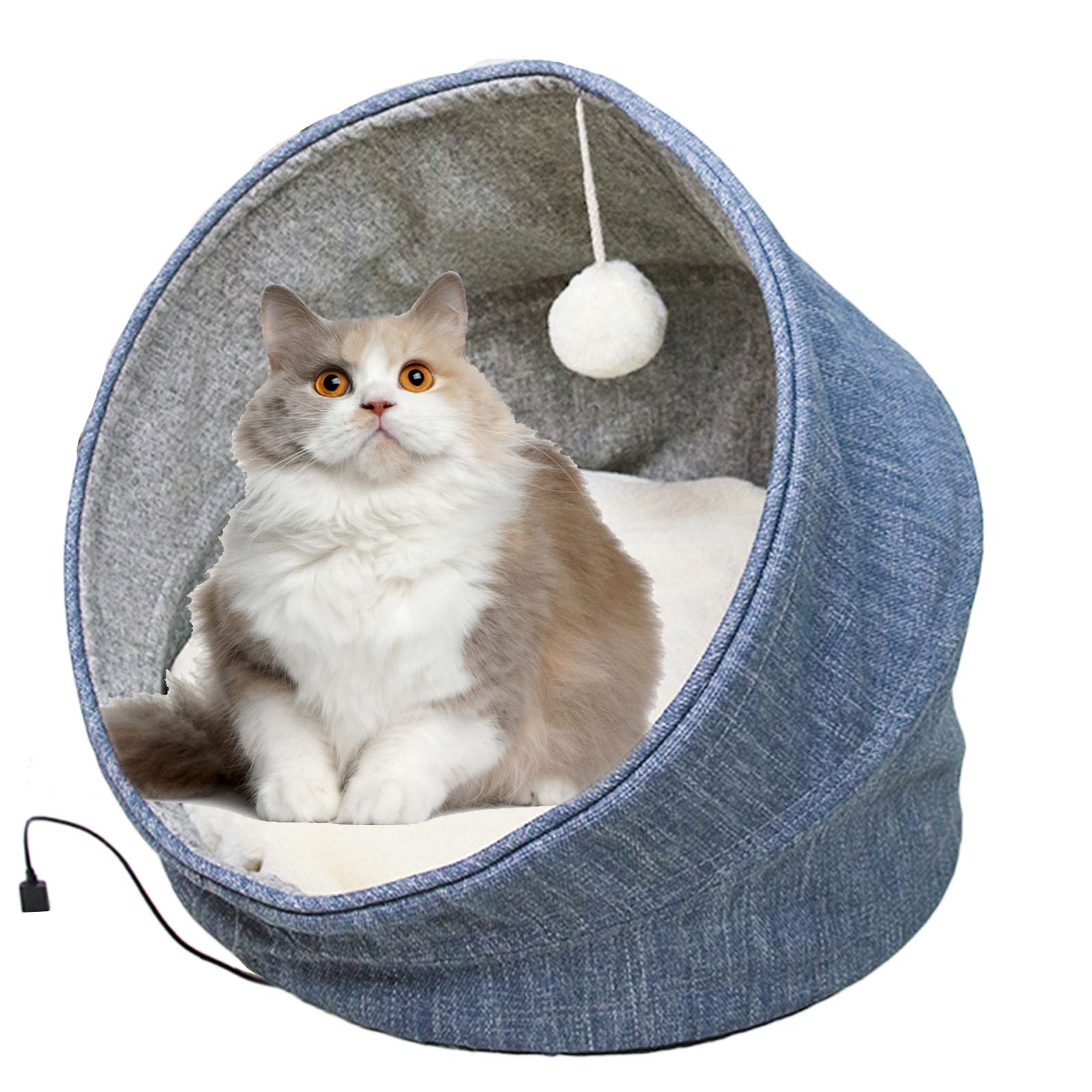 Electric Heated Cat Bed - Washable & Comfortable Warming Mat for Indoor Cats - Winter Pet Heating Pad with Thermo-Pad - Perfect for Cold Nights & Arthritis Relief