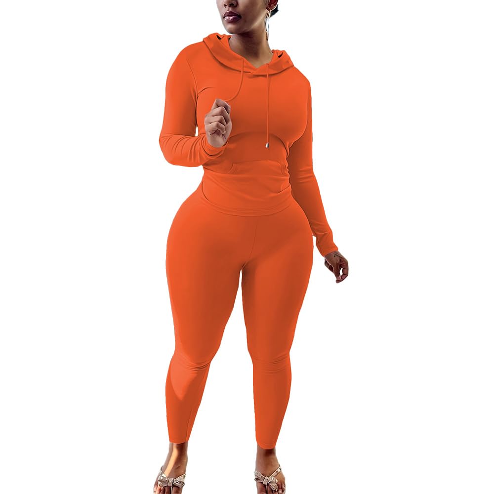 **Nimsruc Women's 2-Piece Hooded Tracksuit Set - Long Sleeve Pullover & Jogger Sweatpants | Casual Loungewear, Gym Workout, Running, Travel Outfit**