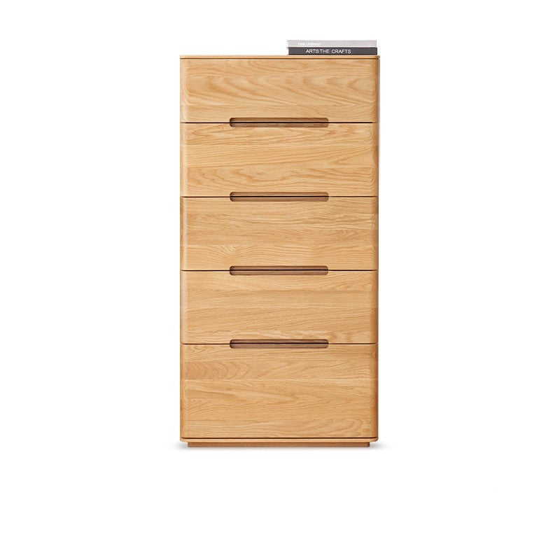 Solid Oak Wood 3-Drawer Nightstand with Lock - Bedside Table for Bedroom, Living Room & Office Storage