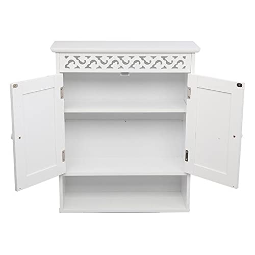 White MDF Wall Cabinet for Kitchen, Bathroom, Garage & Laundry Room - Durable Storage Cabinet with Adjustable Shelves - Perfect for Organizing Toiletries, Cleaning Supplies & Home Essentials