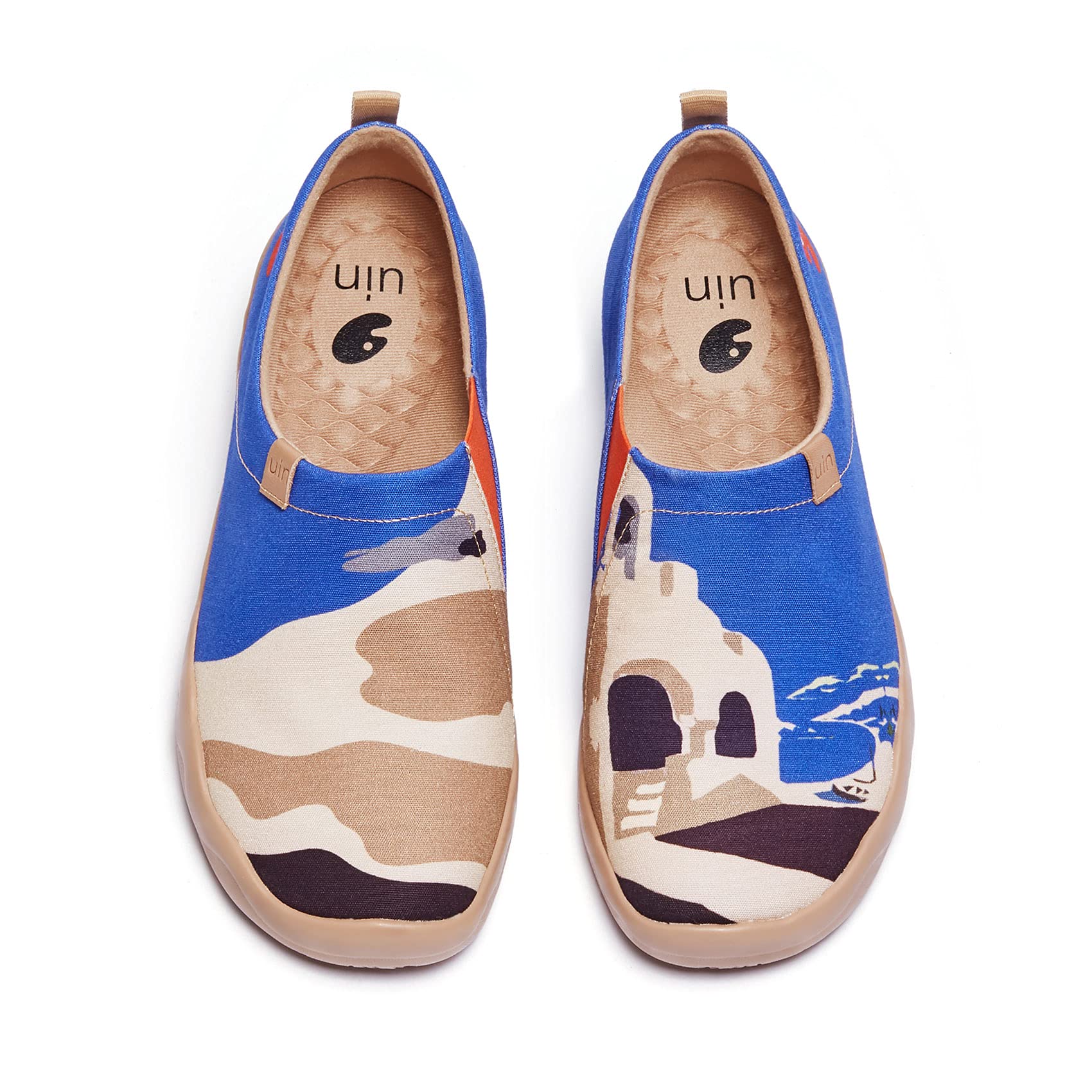 UIN Men's Slip-On Canvas Loafers - Lightweight Walking Shoes for Travel & Casual Wear - Comfortable Art Painted Fashion Sneakers in Blue City (Size 12) | Perfect for Daily Commute, Weekend Outings & City Exploration