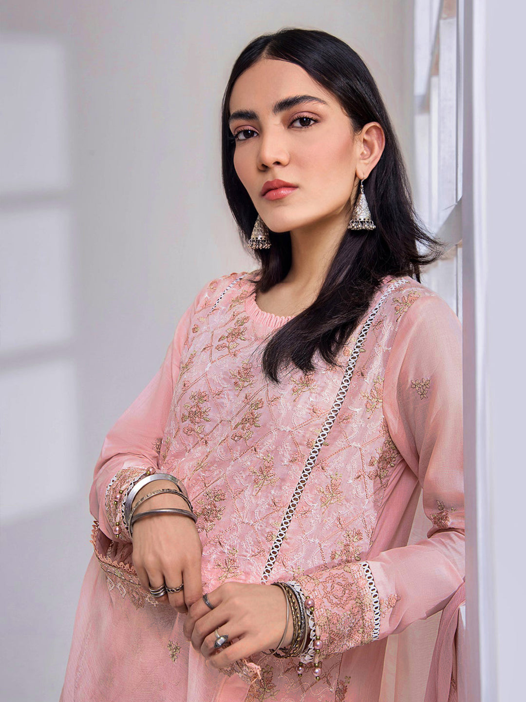 Elegant Baby Pink Designer Semi-Stitched Pant Suit with Embroidery Work for Women - Perfect for Weddings, Parties & Special Occasions