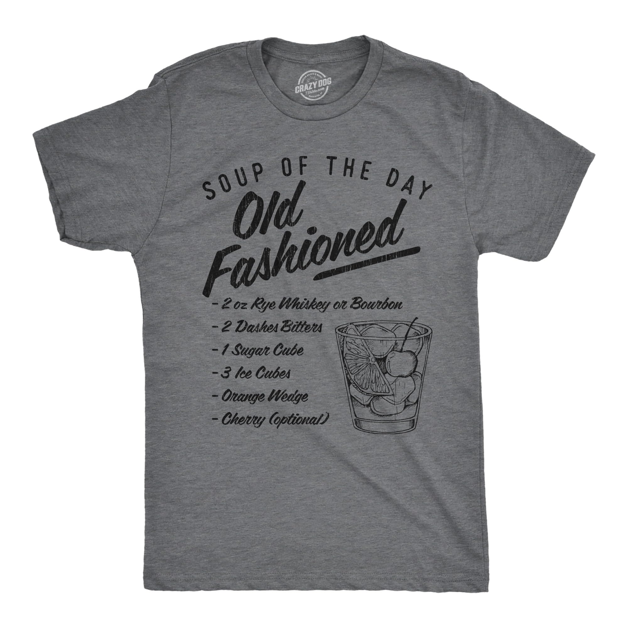 Funny Mens Graphic Tee - Vintage Cocktail Recipe T-Shirt with 'Soup of The Day' Design | Perfect for Bartenders, Mixologists & Cocktail Lovers