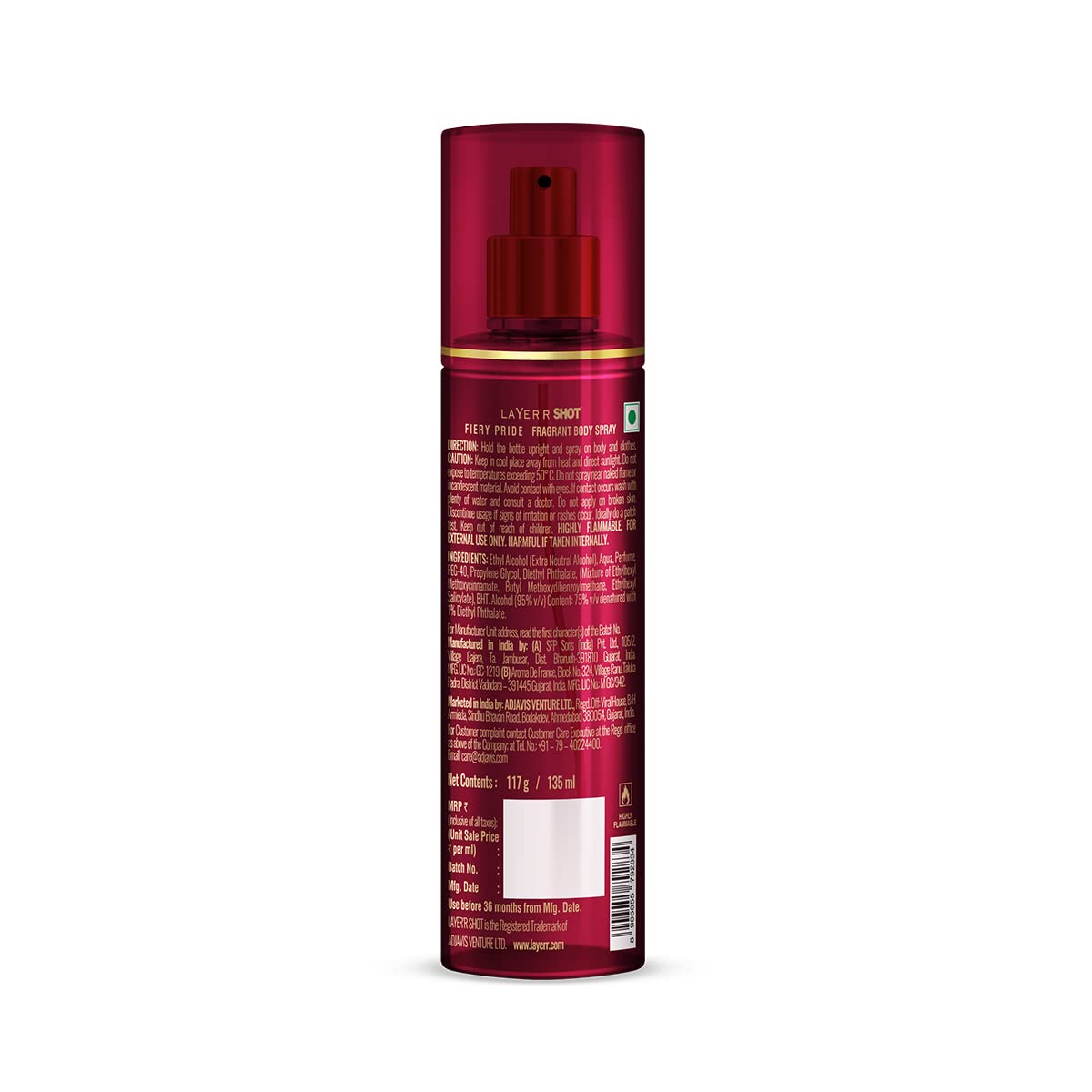 Layer'r Shot Fiery Pride Body Spray for Men - 4.6oz Long Lasting Cologne | Premium Skin-Friendly Fragrance Spray | Gym, Date Night & Office Use | Fresh Scent for Daily Wear & Special Occasions