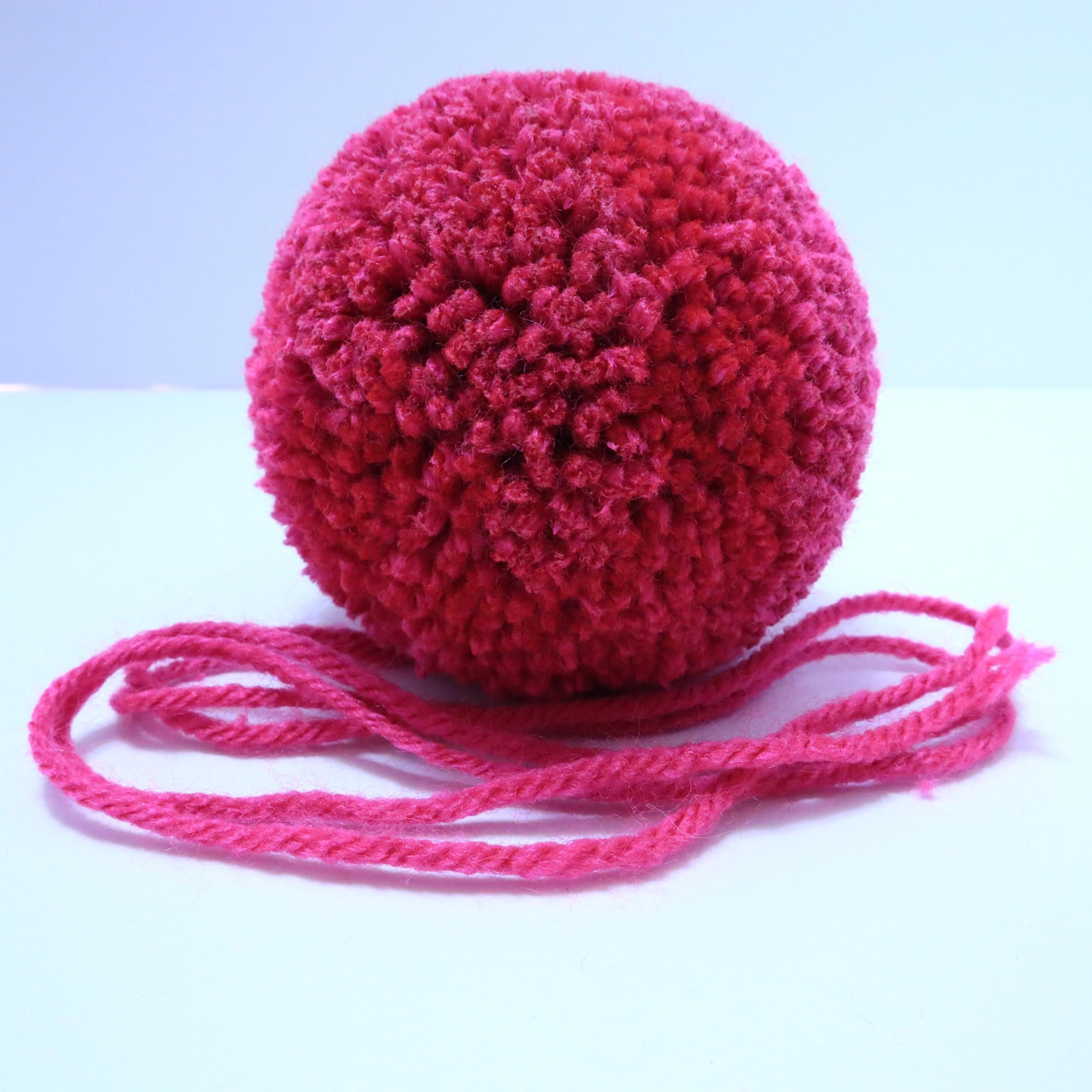 3 Inch Large Yarn Pom Poms with Tails - DIY Craft Supplies for Home Decor, Party Decorations, Gift Wrapping (Dark Raspberry Pink) - Perfect for Knitting, Scrapbooking & Seasonal Crafts