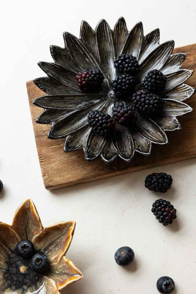 Handmade Ceramic Cocoa Lotus Flower Trinket Dish - Jewelry Holder, Ring Tray & Home Decor for Vanity, Bathroom & Gift Giving