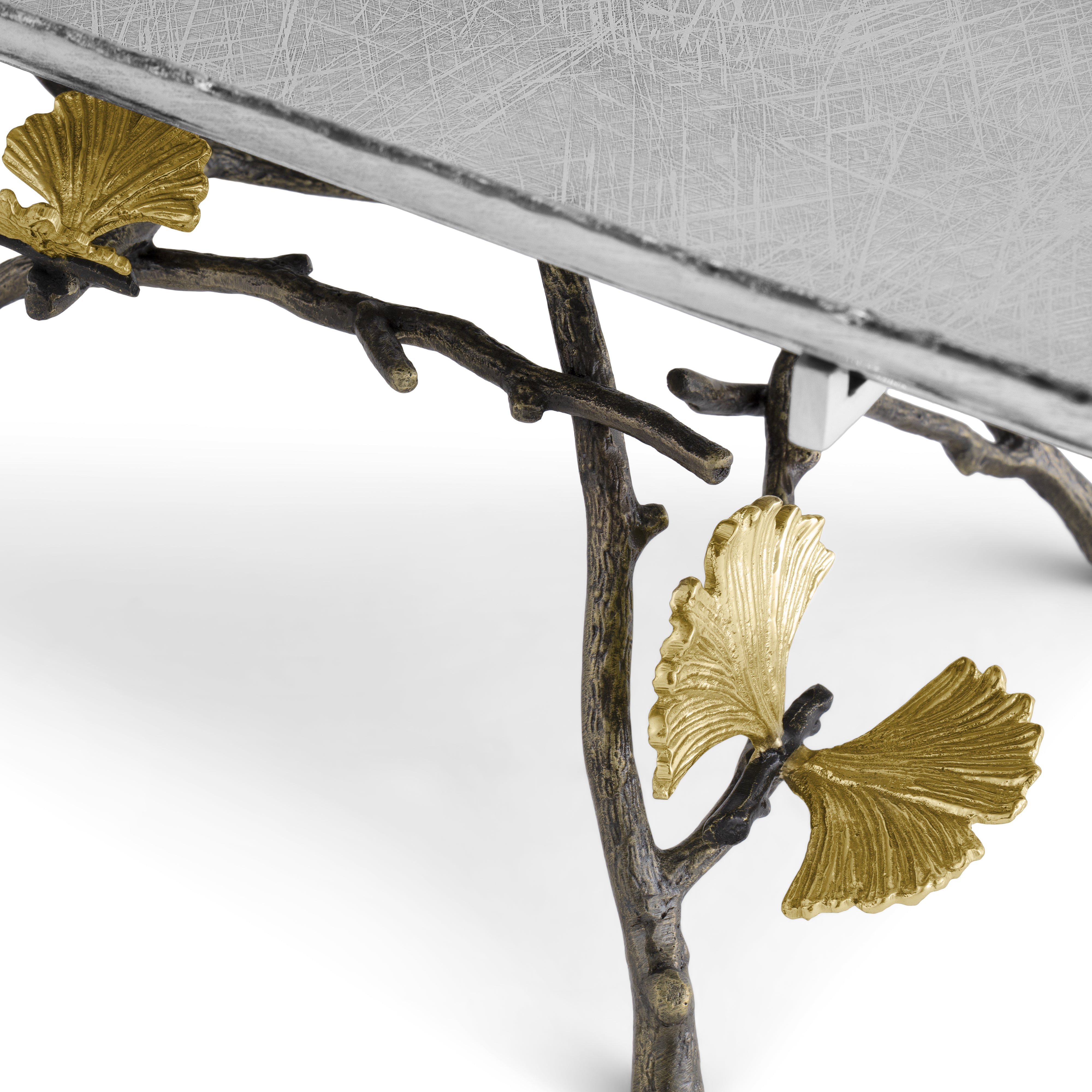 Butterfly Ginkgo Leaf Design Decorative Tray with Feet - Elegant Serving Tray for Tea, Coffee, Jewelry & Home Decor