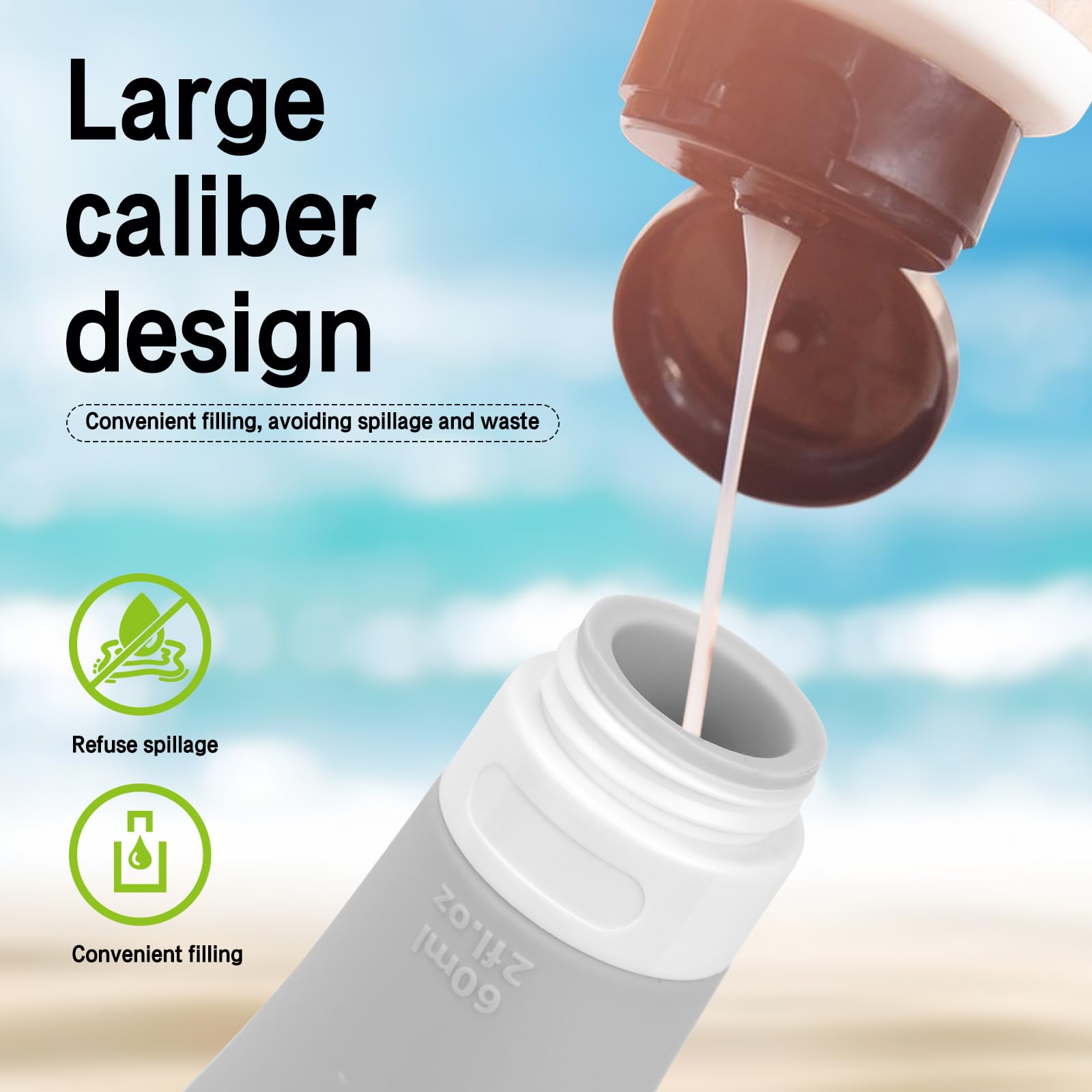 **Leak-Proof Silicone Travel Bottle Set (3PCS, 2 oz) - BPA-Free, Squeezable & Refillable Toiletry Containers for Shampoo, Lotion & Cosmetics | Perfect for Air Travel, Gym & Vacation**
