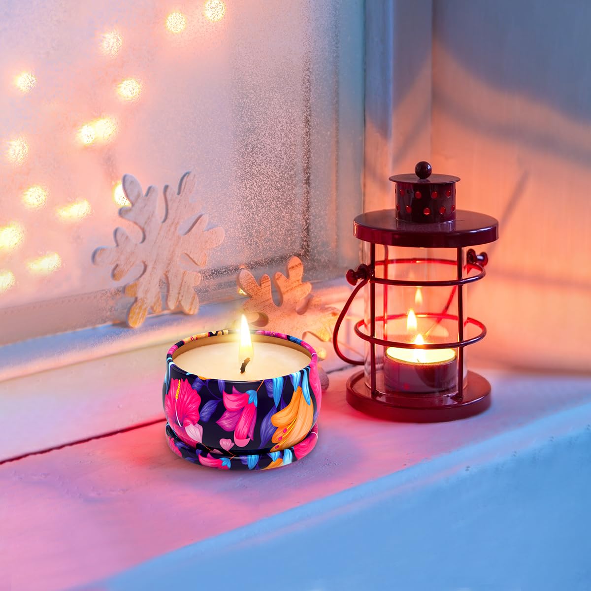 3-Pack Christmas Candles Gift Set for Women - 2.5oz Long-Lasting Natural Soy Wax Jar Candles with Floral Designs, Home Fragrance for Relaxation & Stress Relief - Perfect for Holiday Decor, Aromatherapy & Cozy Nights