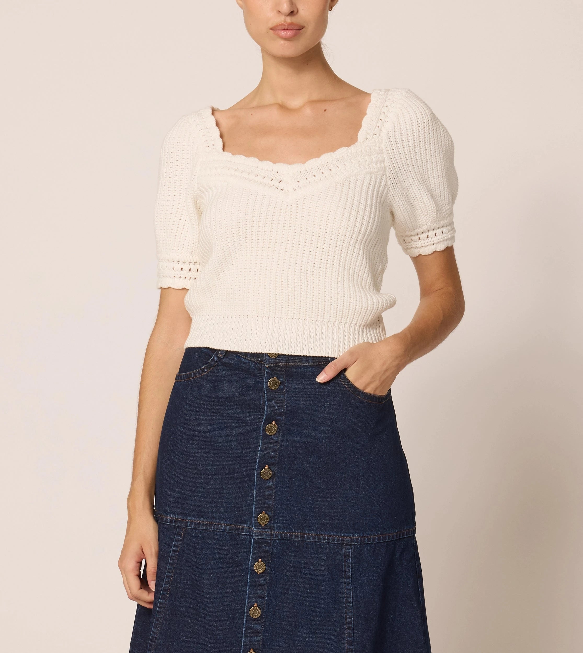 Rowan Sweater Top for Women - Soft Ivory Knit Pullover | Cozy Casual Wear for Fall & Winter | Perfect for Office, Dates & Layering