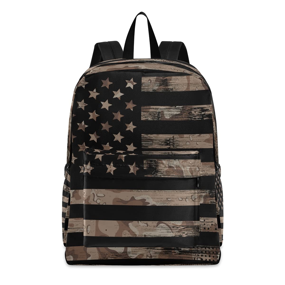 Lightweight USA Flag & Desert Camouflage Backpack for Men & Women - Durable Travel Rucksack for School, College Students & Teens - Perfect for Hiking, Camping & Daily Commute
