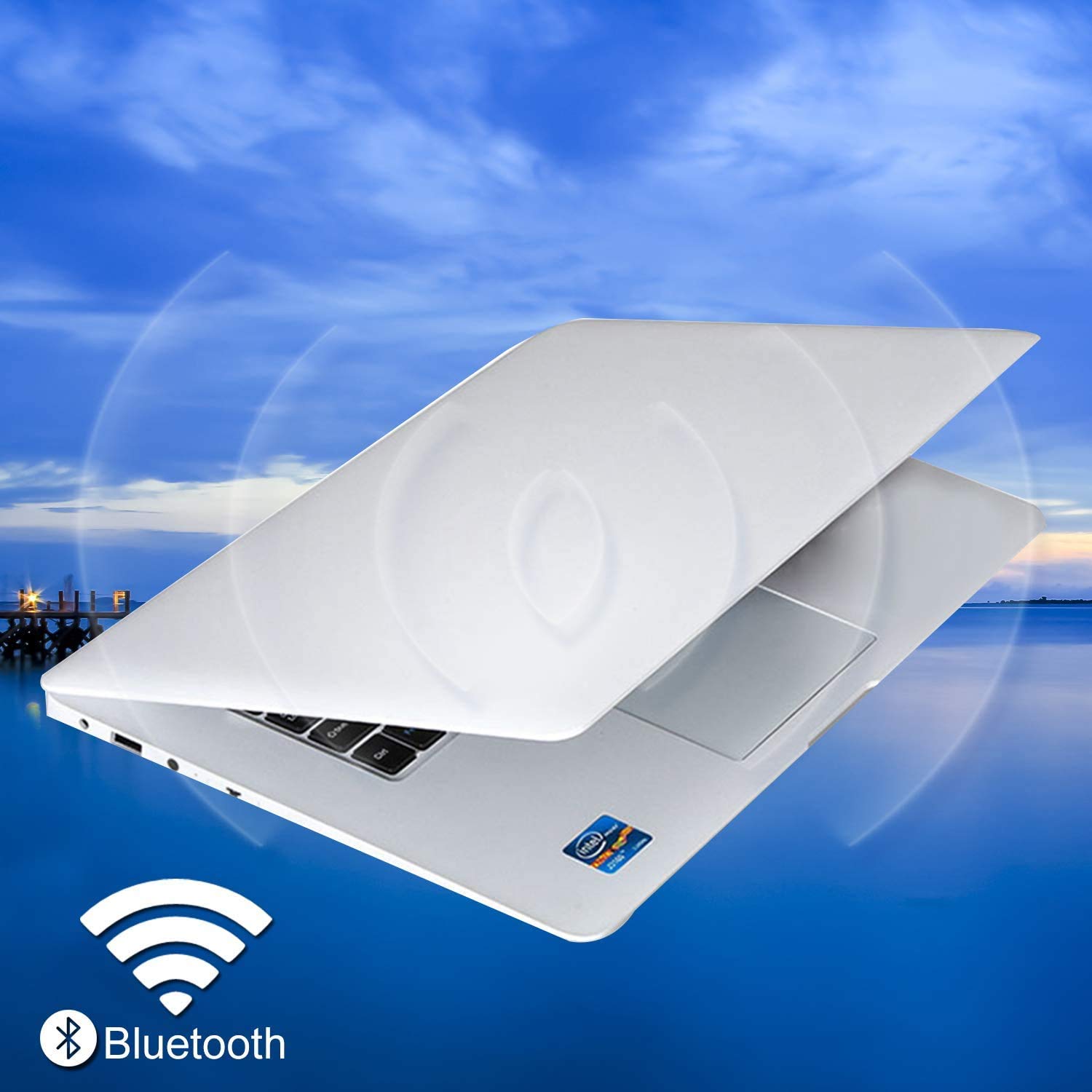 BlueBose HD 14 Inch Laptop - Windows 10 Home Notebook with Quad Core Atom Processor, 64GB eMMC Storage, 4GB RAM, USB 3.0 & HDMI Ports - Thin & Light Ultrabook PC (64GB Silver) - Perfect for Work, Study & Entertainment