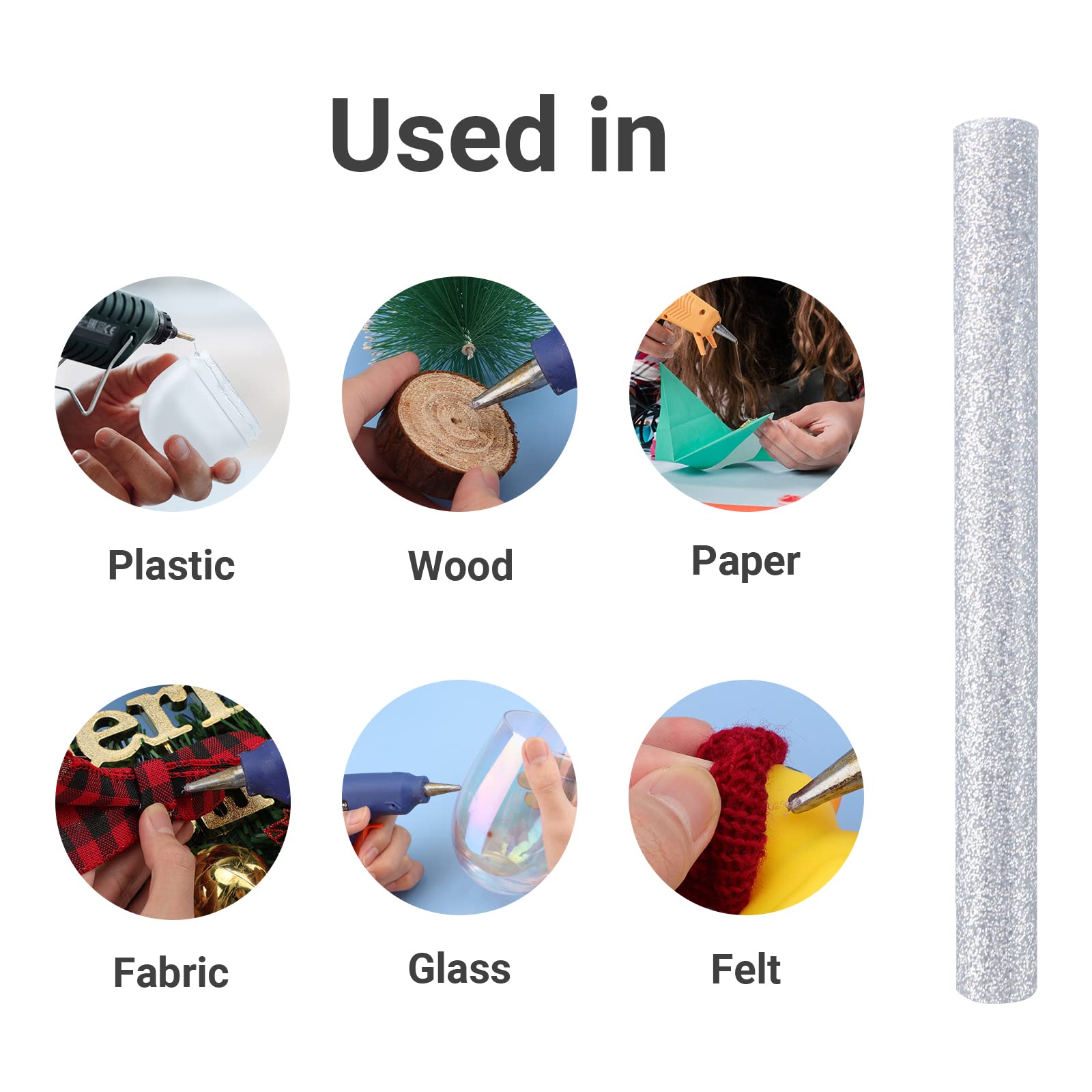ENPOINT 36pcs Silver Glitter Hot Glue Sticks - 3.93 x 0.43 Inch Full Size Melt Adhesive for DIY Crafts, Woodworking, Office Projects & Home Repairs - Perfect for Scrapbooking, Holiday Decorations & Sealing Projects