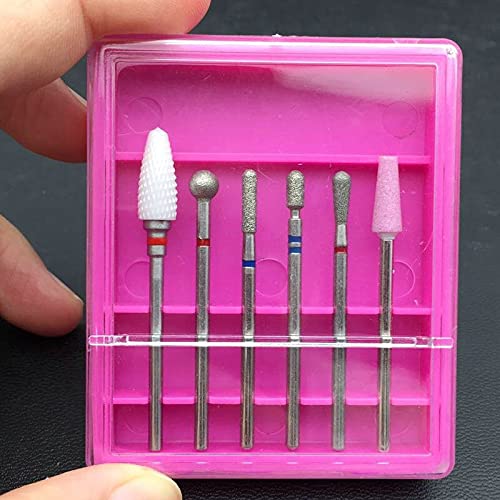 6PCS Professional Manicure Drill Bit Set - Electric Nail Drill Bits for Gel Polish, Cuticle Remover & Nail Deburring - Salon & DIY Nail Art Tools Kit (Color B) - Perfect for Home Nail Care & Professional Salon Use