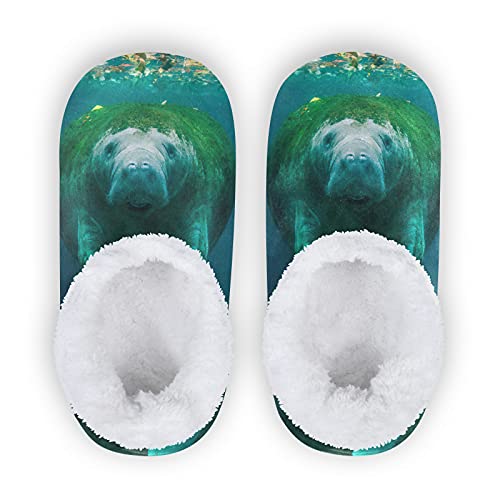 Boys' Manatee Plush Slippers - Warm Lined Slip-On Shoes for Indoor & Outdoor Use - Perfect for Winter Comfort at Home or Playtime