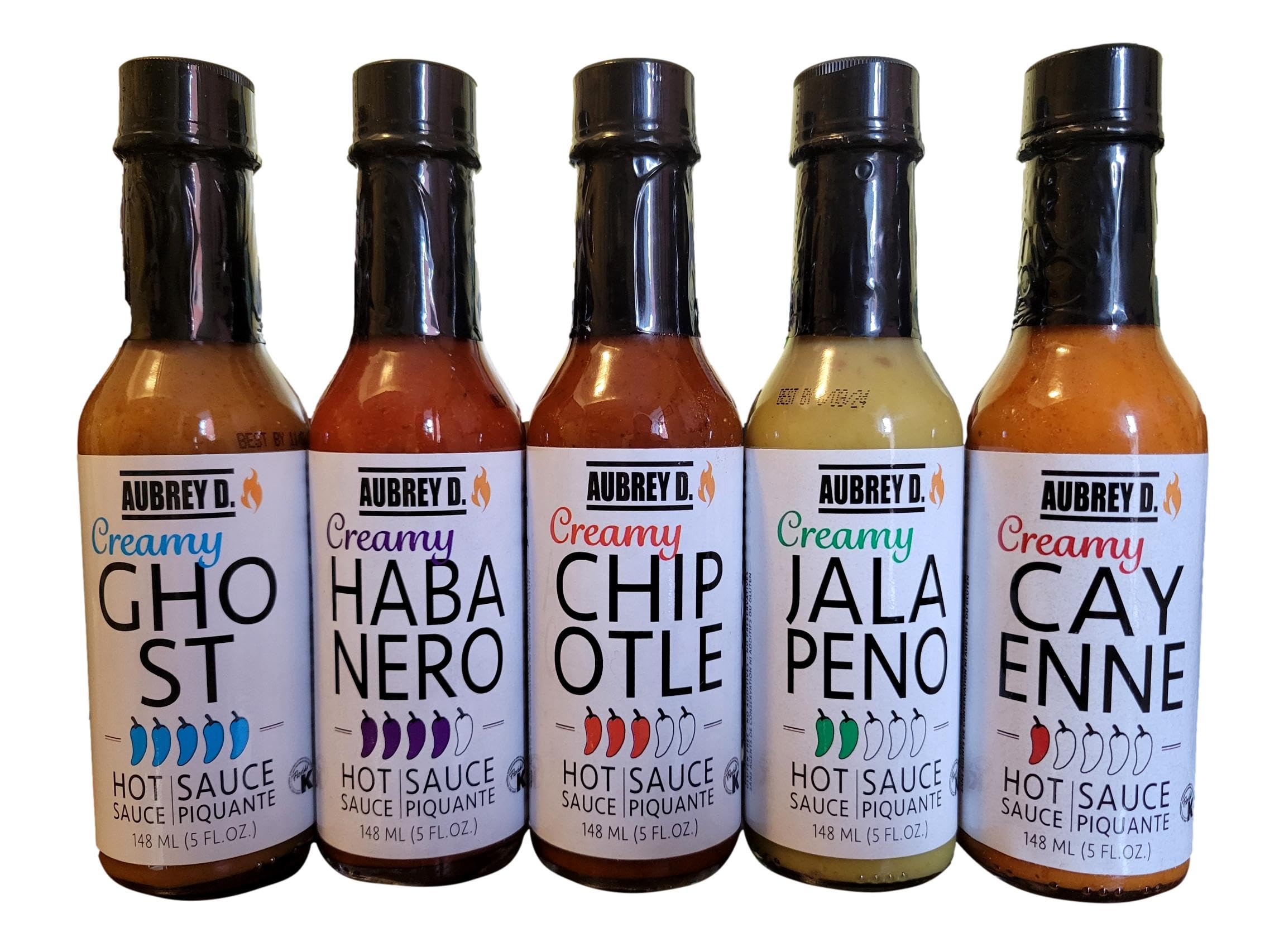 **Aubrey D. CREAMY GHOST Hot Sauce – All Natural, No Preservatives or Additives – Made with World's Hottest Peppers & Guava – 148ml (5 fl.oz) – Perfect for Spicy Food Lovers, Tacos, Wings & BBQ**