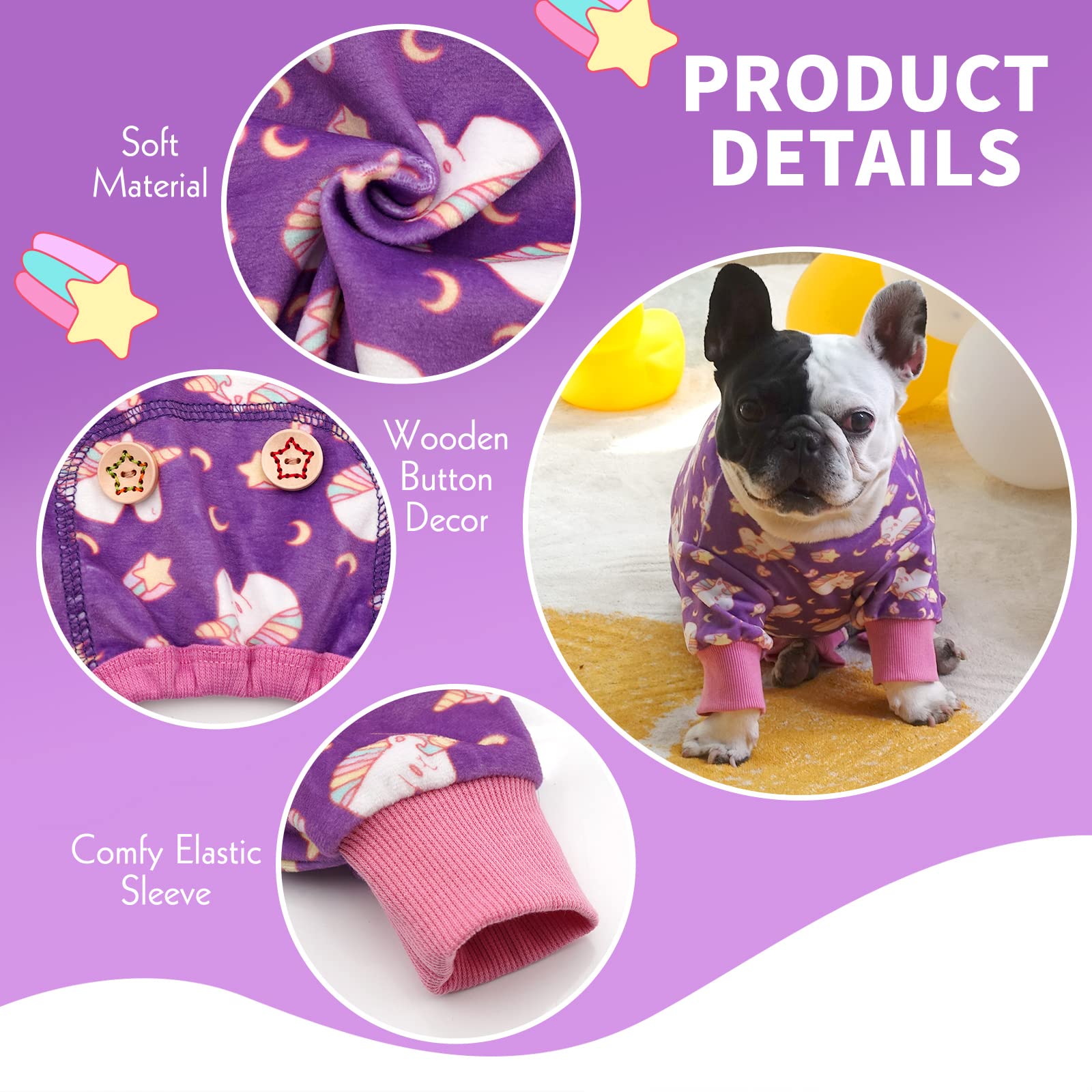 KYEESE Stretchy Dog Onesie - Unicorn Cat Pajamas for Dogs, Post-Surgery Recovery Suit & Cozy Pet Costume | Perfect for After Surgery Care, Winter Warmth, and Fun Dress-Up