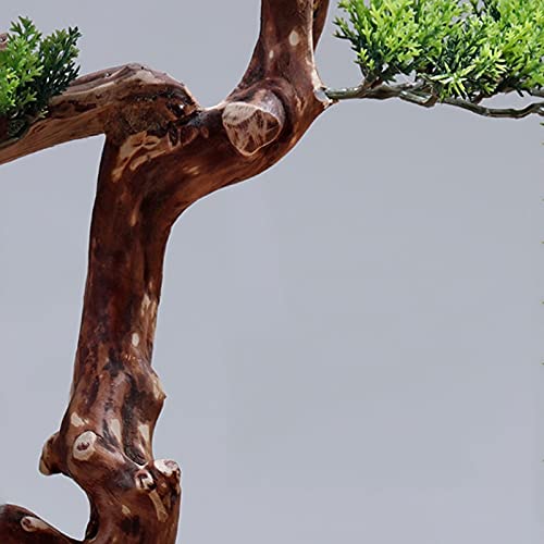 YANLI2233 Realistic Artificial Pine Bonsai Tree - No Watering Fake Plant with Natural Root Art & Ceramic Pot for Home Office Decor | Perfect for Living Room, Study Desk, Reception Area & Zen Spaces