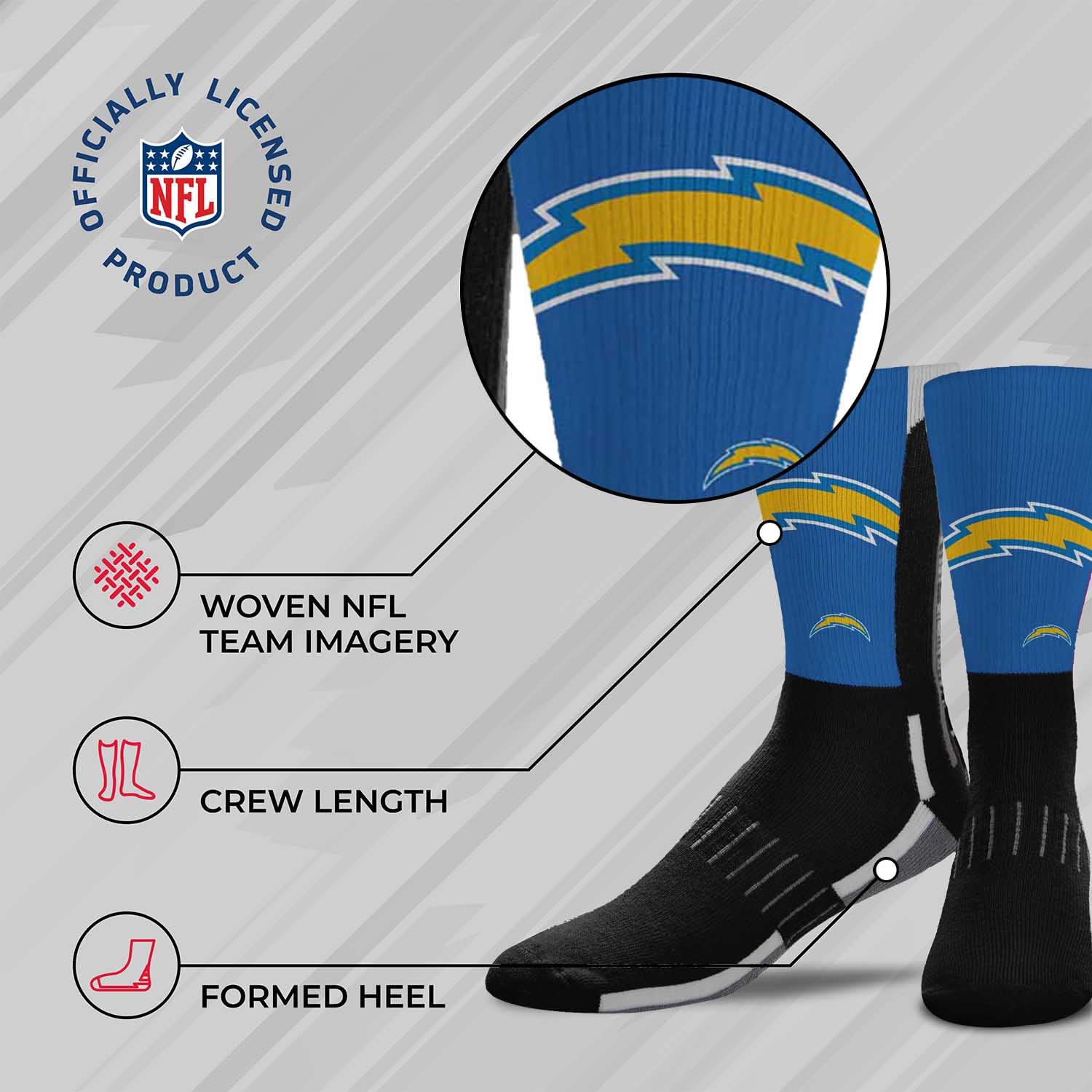 NFL Team Logo Adult Crew Socks for Men - Machine Washable Football Socks for Warm & Cold Weather - Comfortable Game Day Sports Apparel - Perfect for Football Fans, Tailgating and Casual Wear