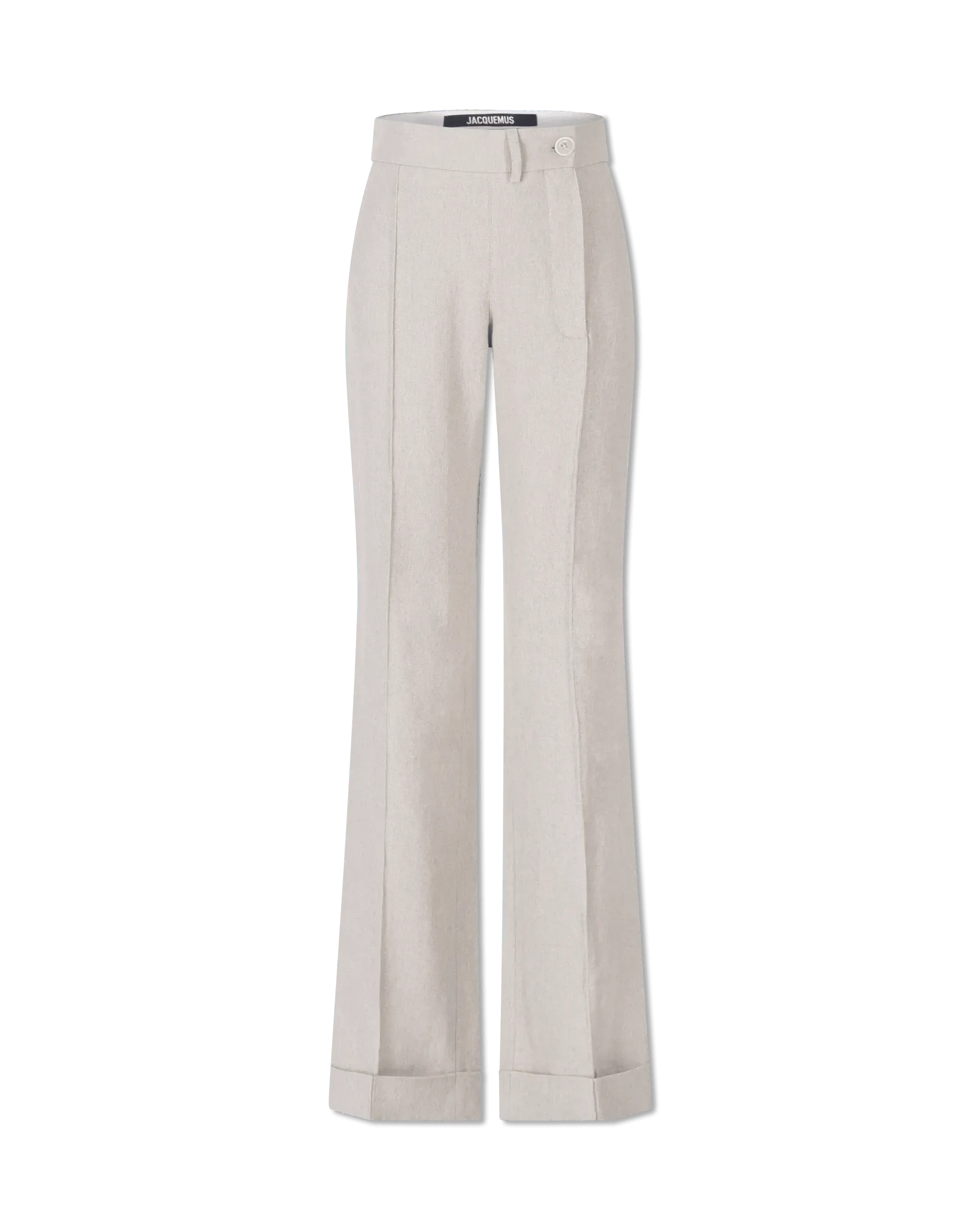 Straight Leg Cuff Hem Pants for Women - High Waisted Stretch Denim Jeans - Casual & Work Office Wear